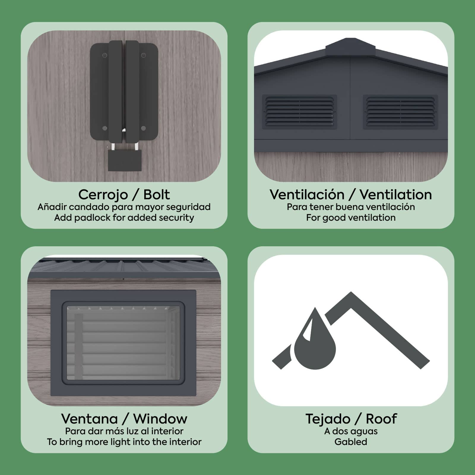 Abrigo de jardim em metal Surrey de 10,85 m² imitação de madeira Caseta jardín metálica 340x319x226 cm (10,85 m2) Surrey imitación madera