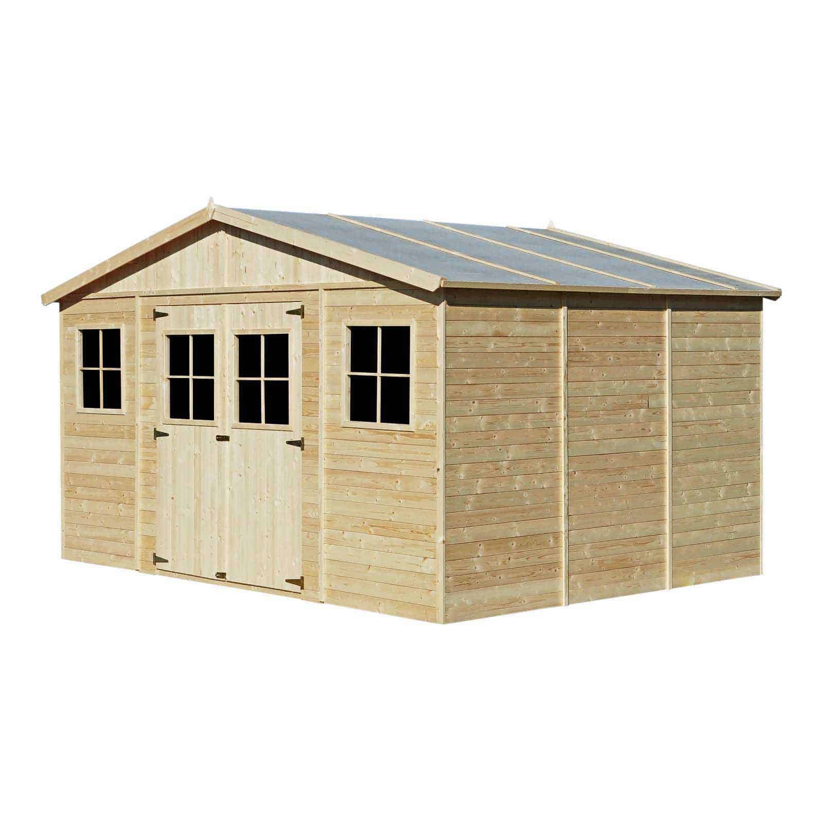 Garagem em madeira 500x300x222/192 cm (15 m²) Mikhail I Garaje de madera 320x418x188/246 cm (13,24 m²) Vladimir