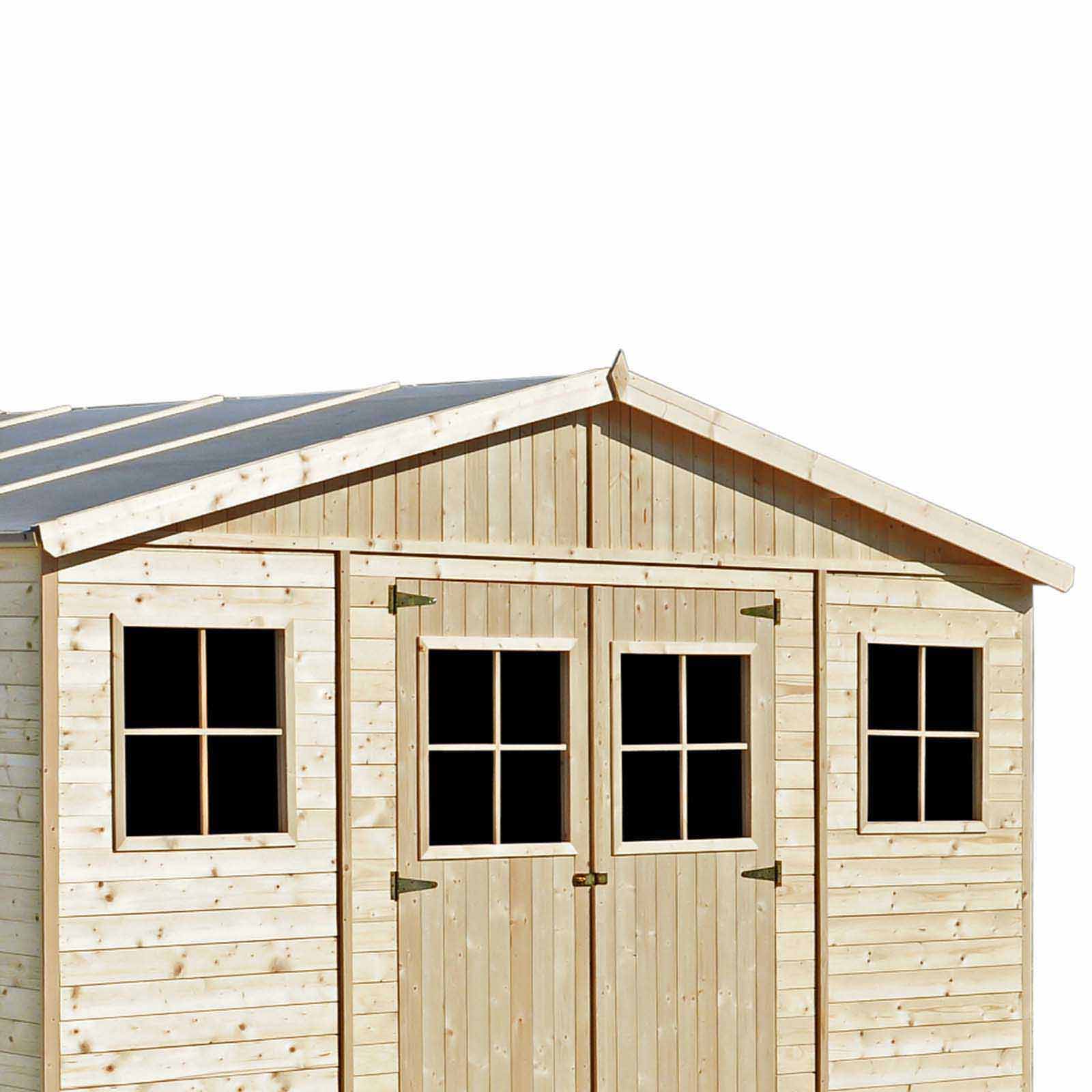 Garagem em madeira 500x300x222/192 cm (15 m²) Mikhail I Garaje de madera 320x418x188/246 cm (13,24 m²) Vladimir