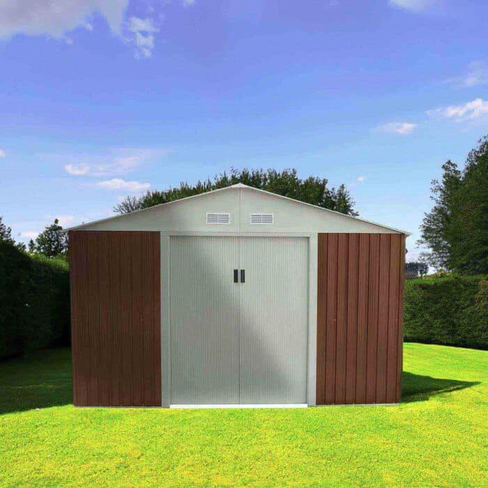 Caseta jardín metálica 241x321x205 cm (7,74 m²) Bristol marrón