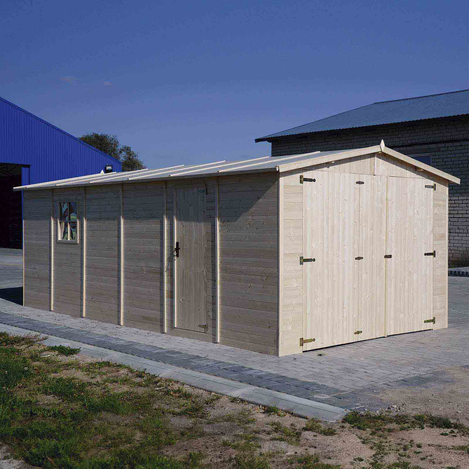 Garagem de madeira 616x324x192/222 cm (20 m² ) Mikhail II Garaje de madera 616x324x192/222 cm (20 m² ) Mikhail II