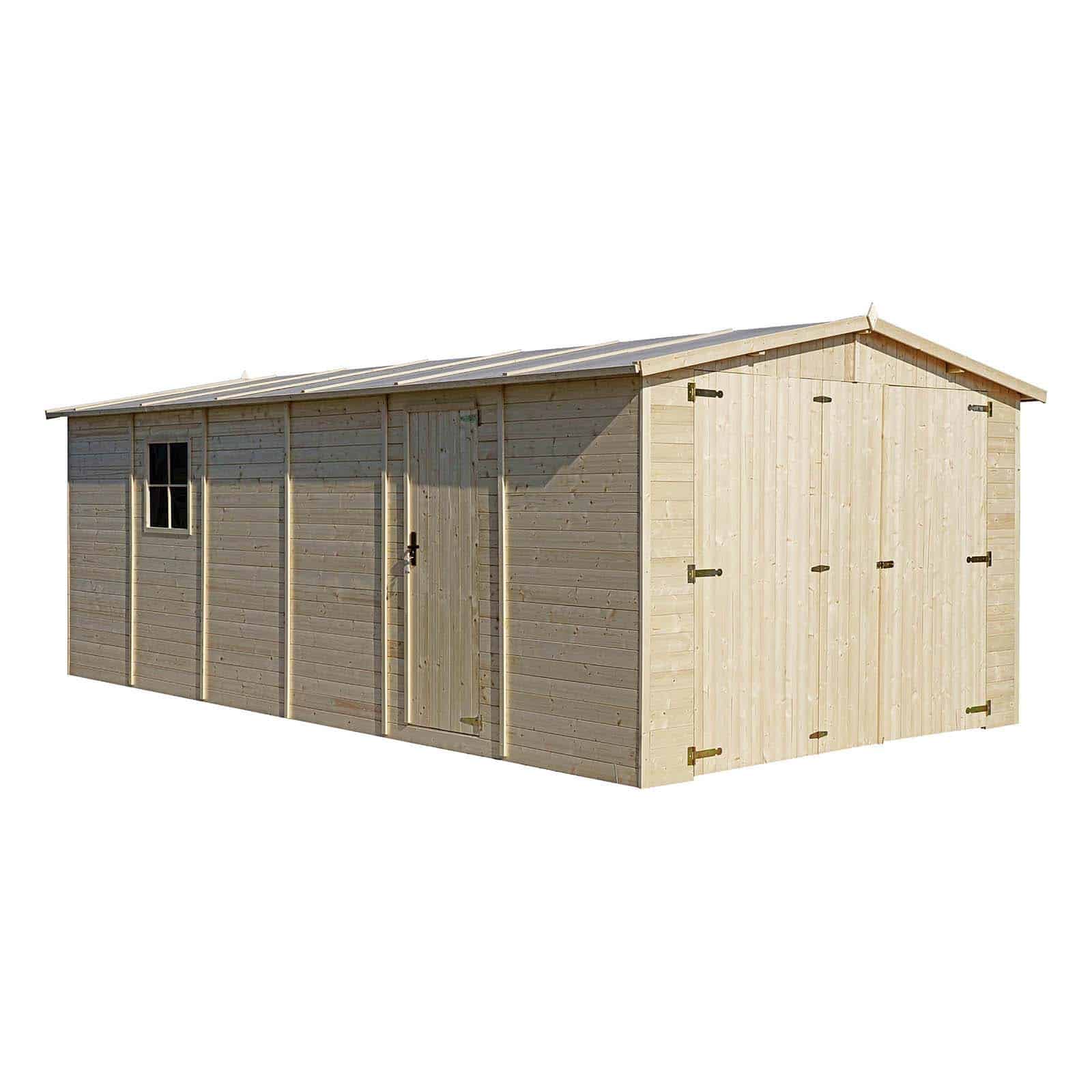 Garagem de madeira 616x324x192/222 cm (20 m² ) Mikhail II Garaje de madera 616x324x192/222 cm (20 m² ) Mikhail II