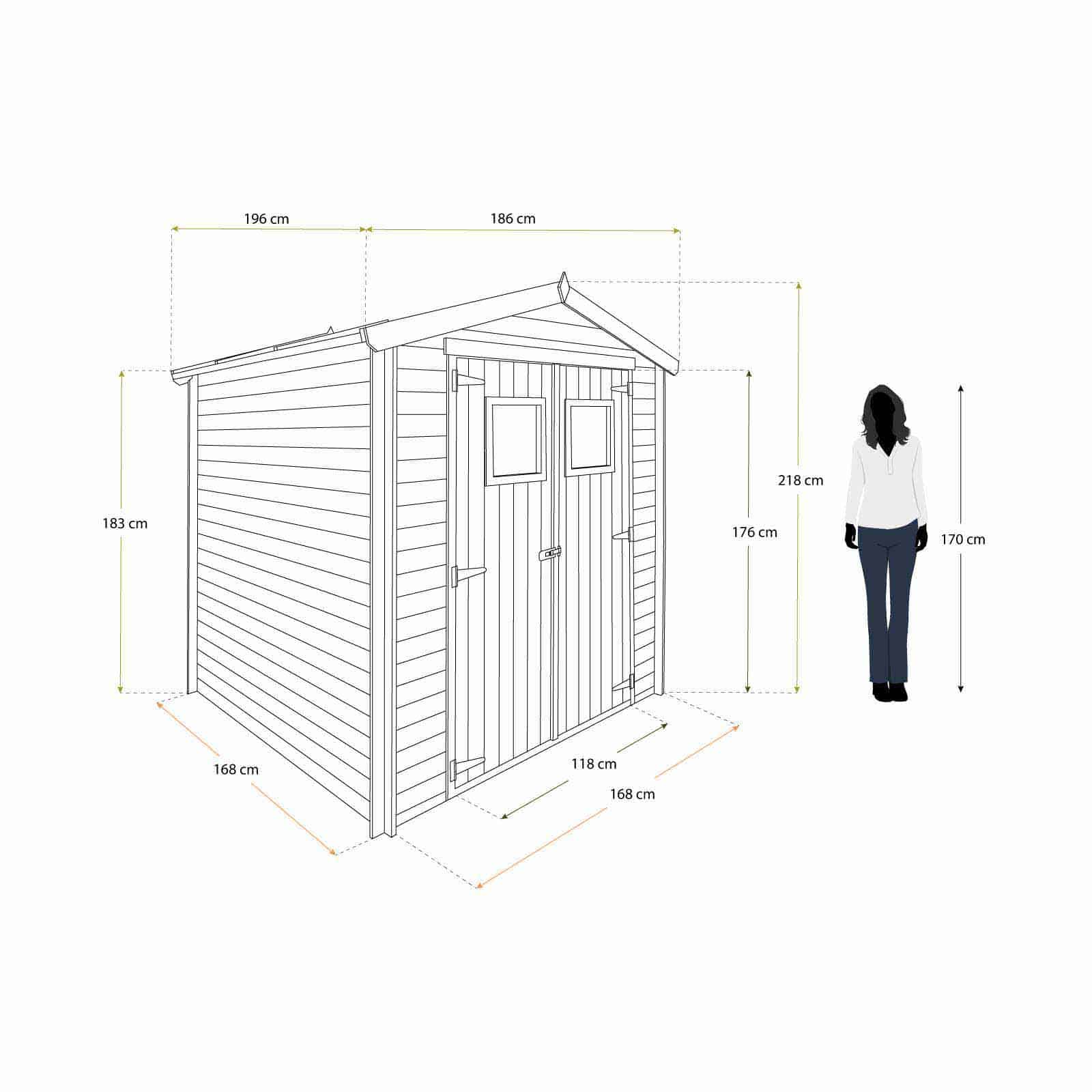 Abrigo de jardim em madeira 196x186x183/218 cm (3,65 m²) Alexander I Caseta de madera 196x186x183/218 cm (3,65 m²) Alexander I