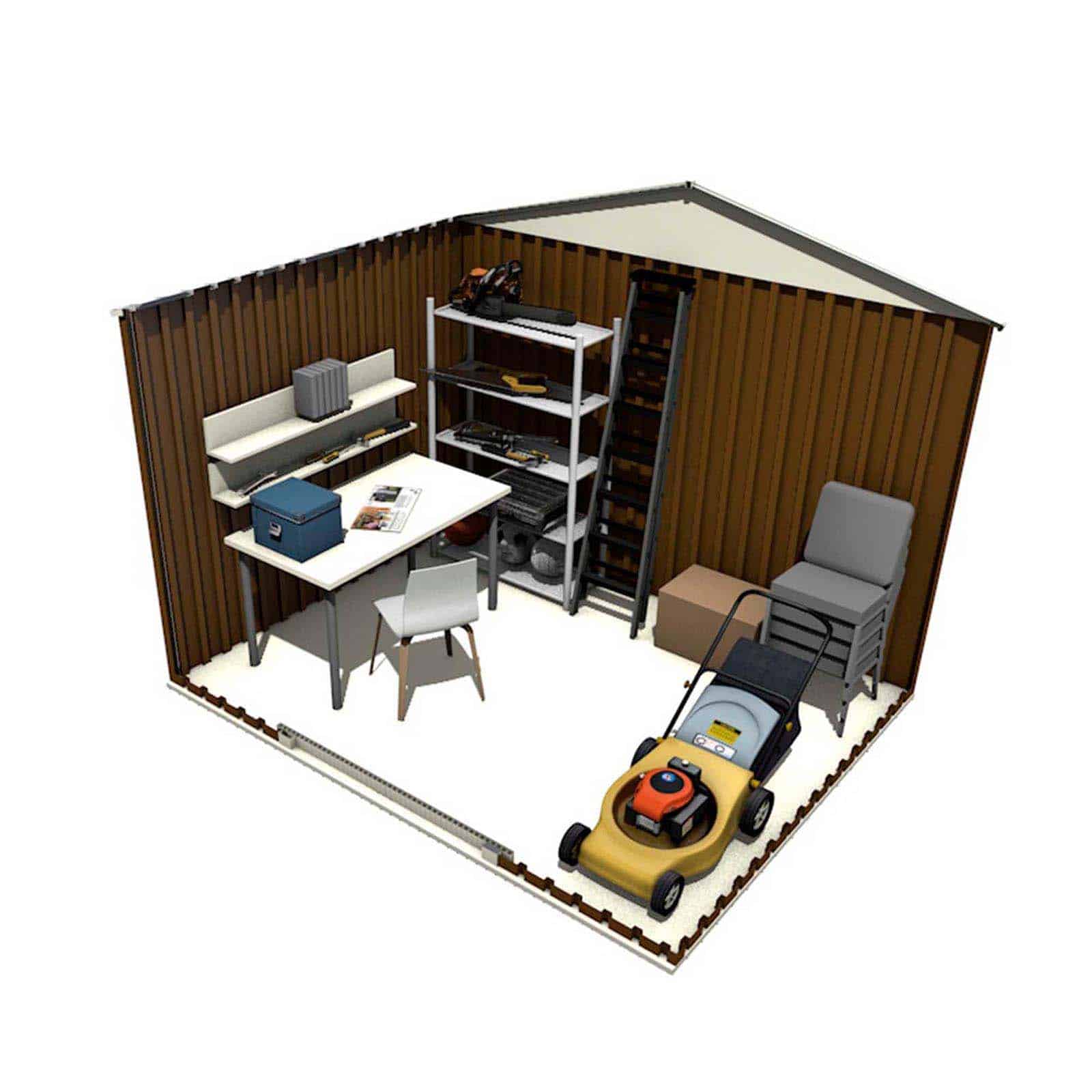 Abrigo de jardim em metal 181x261x198 cm (4,72 m²) Cambridge castanho Caseta jardín metálica 181x261x198 cm (4,72 m²) Cambridge marrón