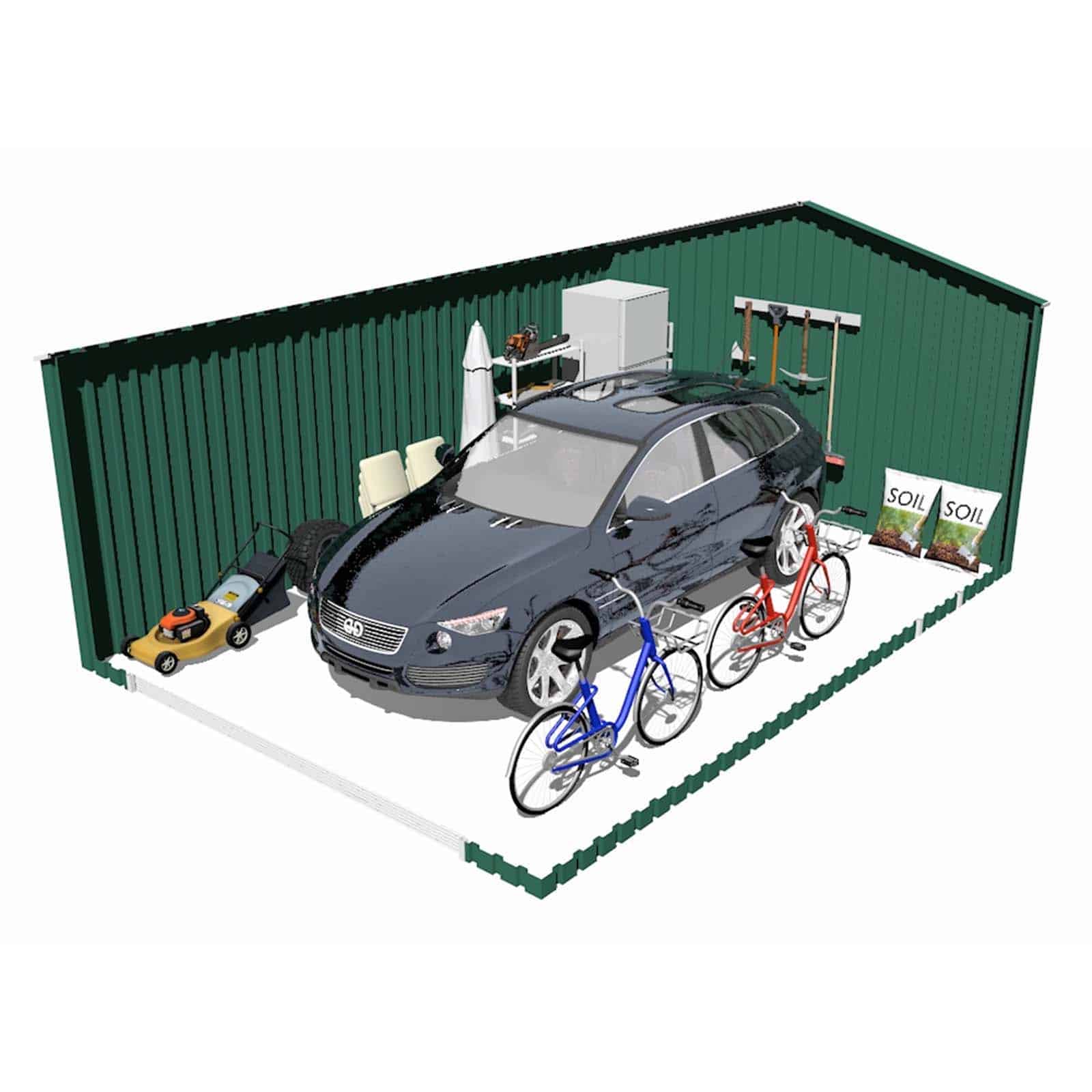 Garagem metálica 512x338x243 cm (17,3 m²) Leicester verde Garaje metálico 512x338x243 cm (17,3 m²) Leicester verde