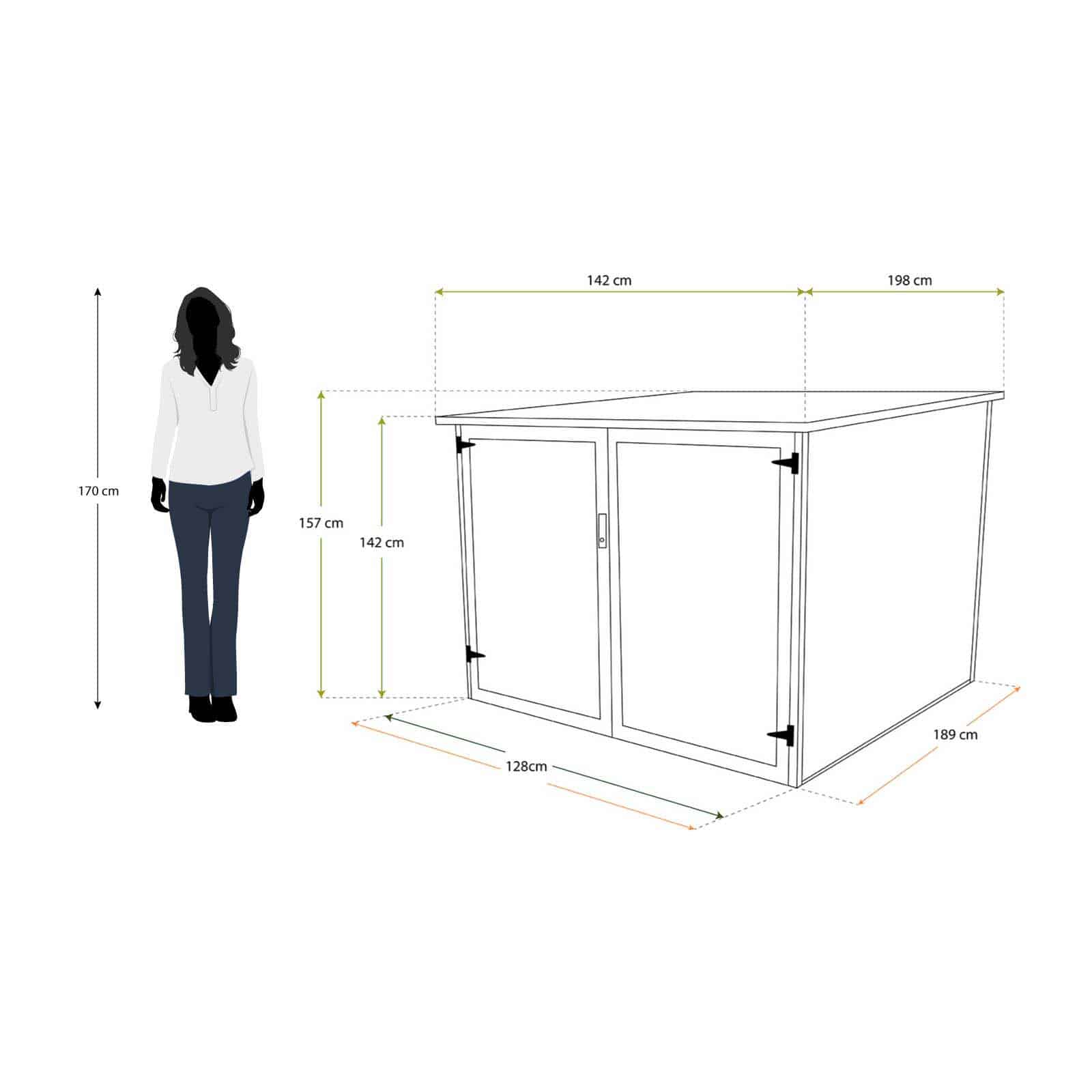 Porta-bicicletas para 2 unidades 198x142x157 cm (2,81 m²) Veloc I Guardabicis para 2 uds 198x142x157 cm (2,81 m²) Veloc I