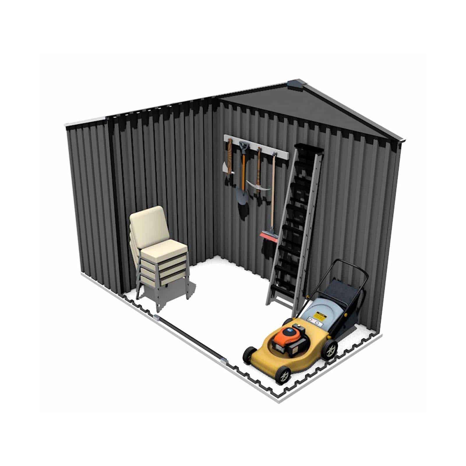 Abrigo de jardim em metal 127x278x195 cm (3,53 m²) Toronto cinzento Caseta jardín metálica con leñero 127x278x195 cm (3,53 m²) Toronto gris