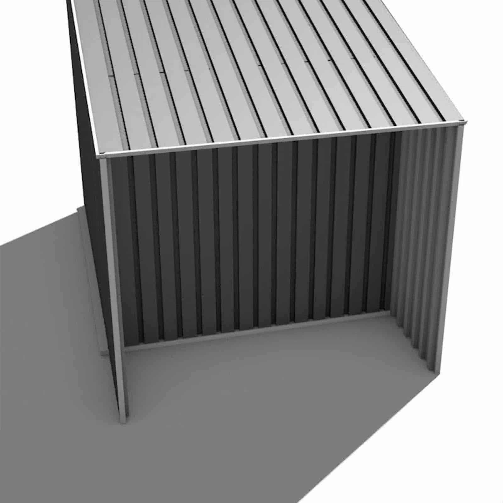 Abrigo de jardim em metal 191x278x195 cm (5,31 m²) Ontario cinzento Caseta jardín metálica con leñero 191x278x195 cm (5,31 m²) Ontario gris