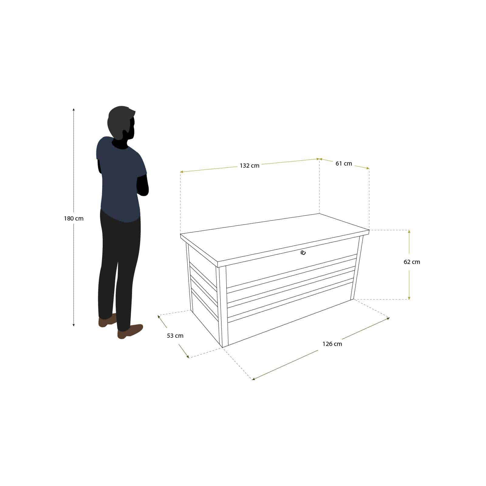 Baú metálico 61x132x62 cm (400 L) Arcana II cinzento Arcón metálico 61x132x62 cm (400 L) Arcana II gris