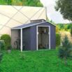 Abrigo de jardim em metal com alpendre 129x293x229 cm (3,78 m²) Nottingham cinzento