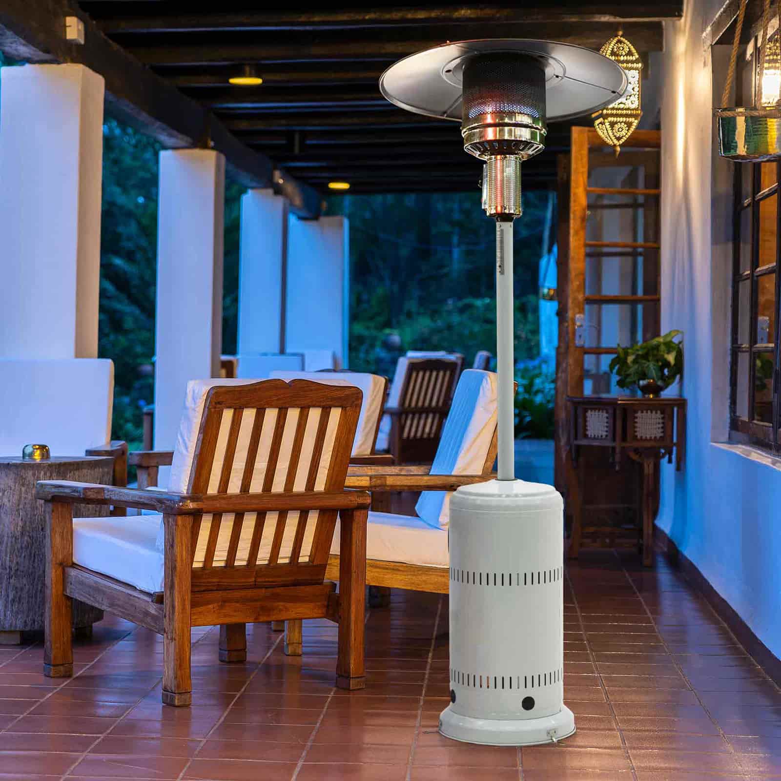 Aquecedor a gás exterior 13 KW KEKAI Niklas branco Estufa exterior gas 13 KW KEKAI Niklas blanco