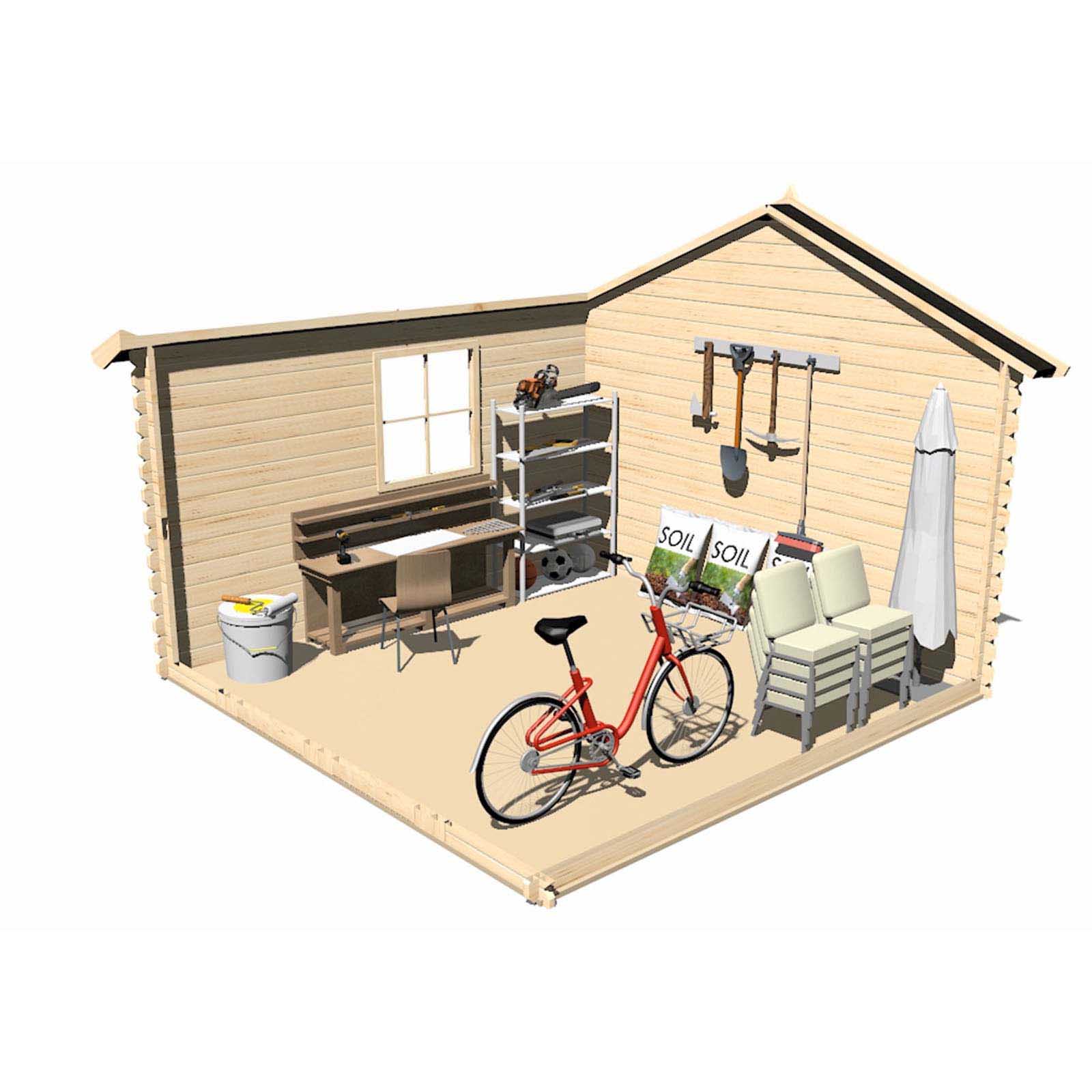 Abrigo de madeira com encaixe macho/fêmea 318x316x253/200 (9 m²) Petrov Caseta de madera machihembrada 318x316x253 cm (9 m²) Petrov