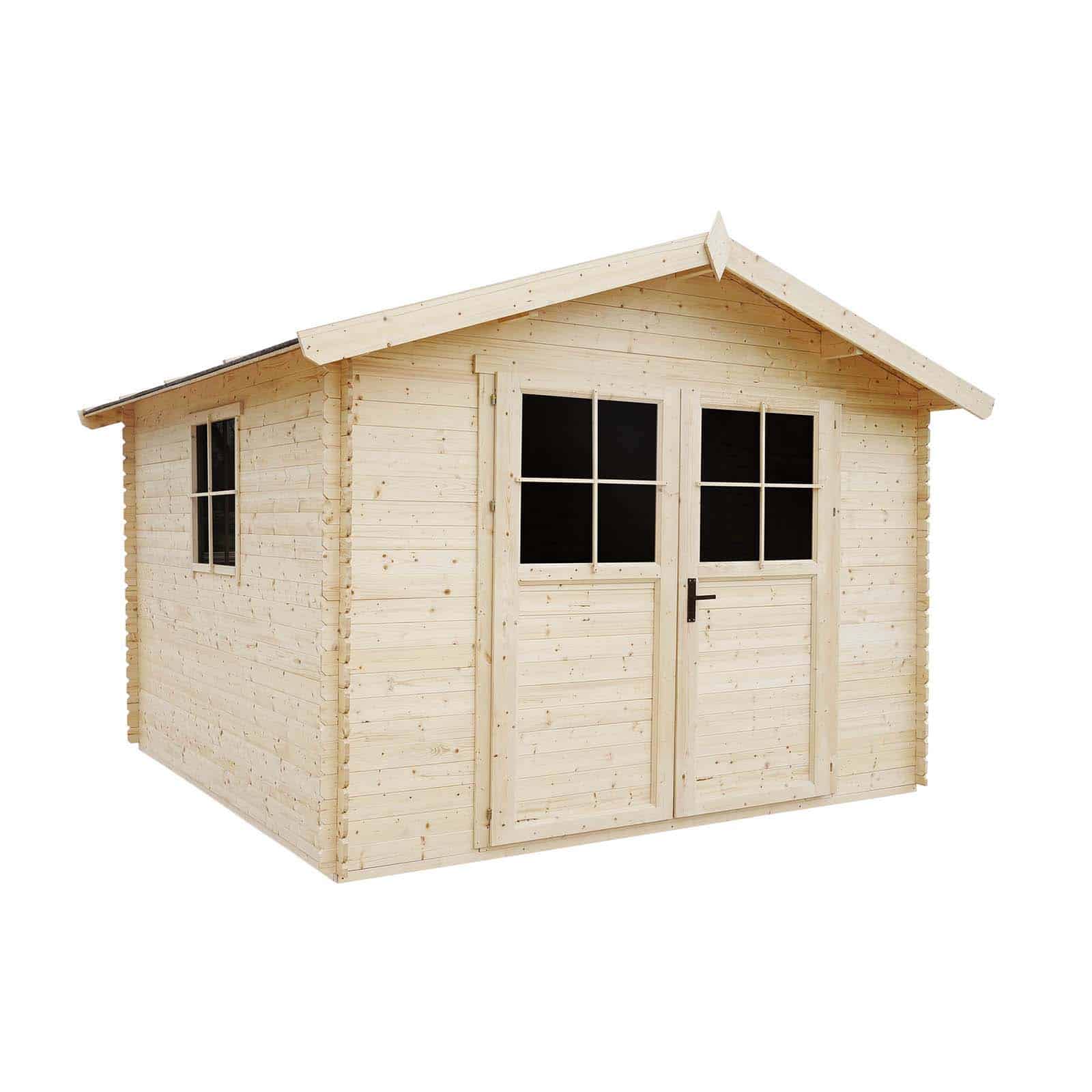 Abrigo de madeira com encaixe macho/fêmea 318x316x253/200 (9 m²) Petrov Caseta de madera machihembrada 318x316x253 cm (9 m²) Petrov