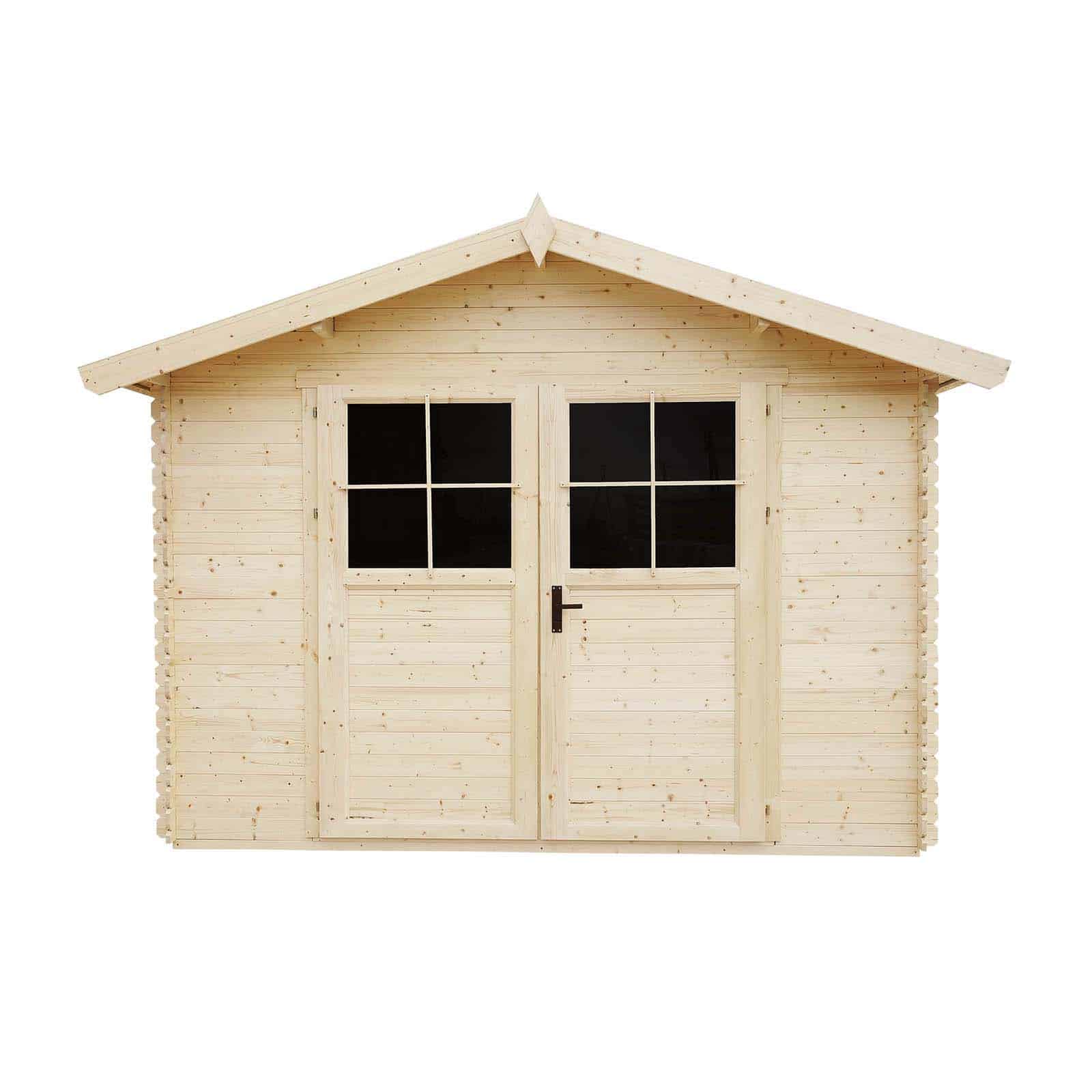 Abrigo de madeira com encaixe macho/fêmea 318x316x253/200 (9 m²) Petrov Caseta de madera machihembrada 318x316x253 cm (9 m²) Petrov