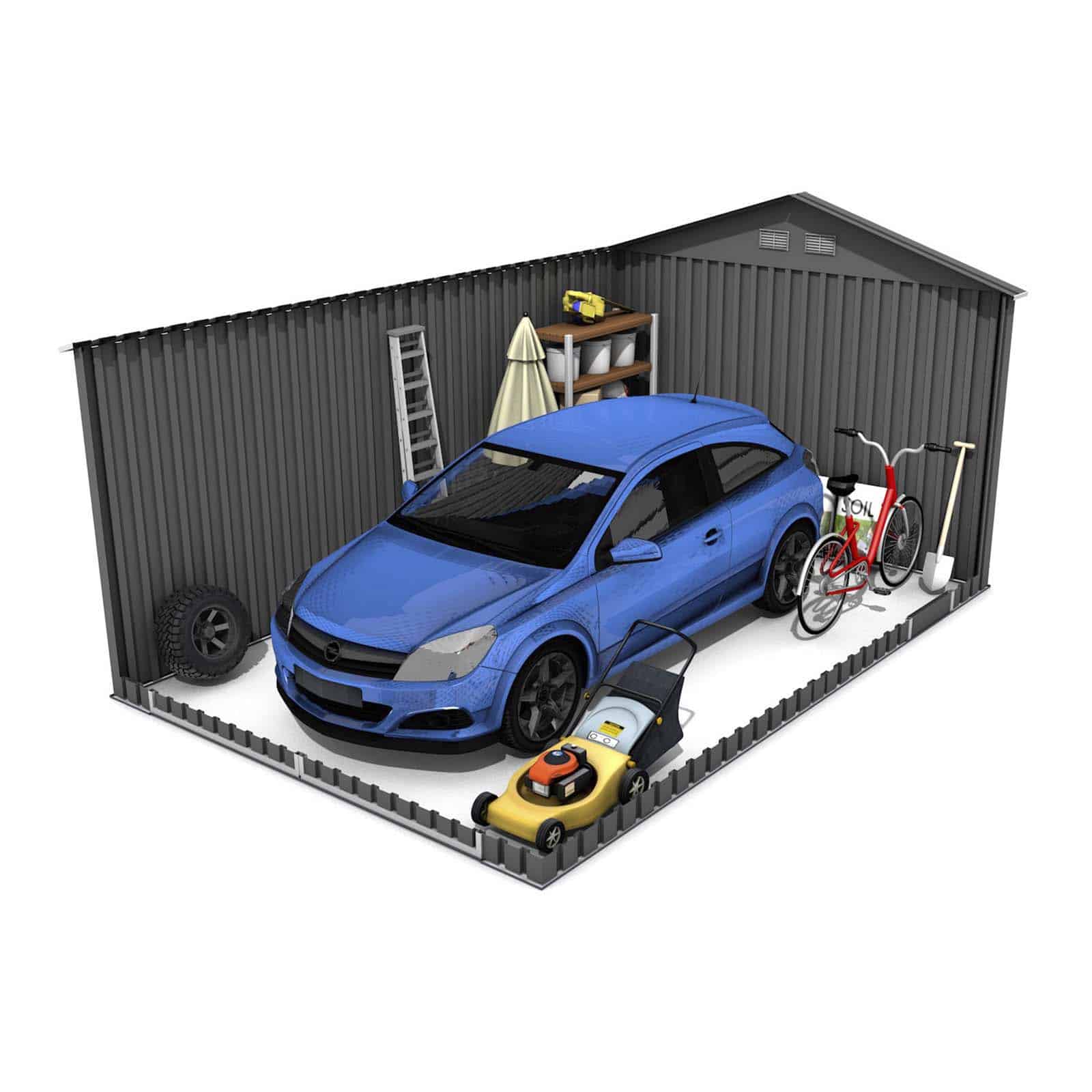 Garagem metálica 480x320x235 cm (15,36 m²) Durham cinzenta Garaje metálico 480x320x235 cm (15,36 m²) Durham gris