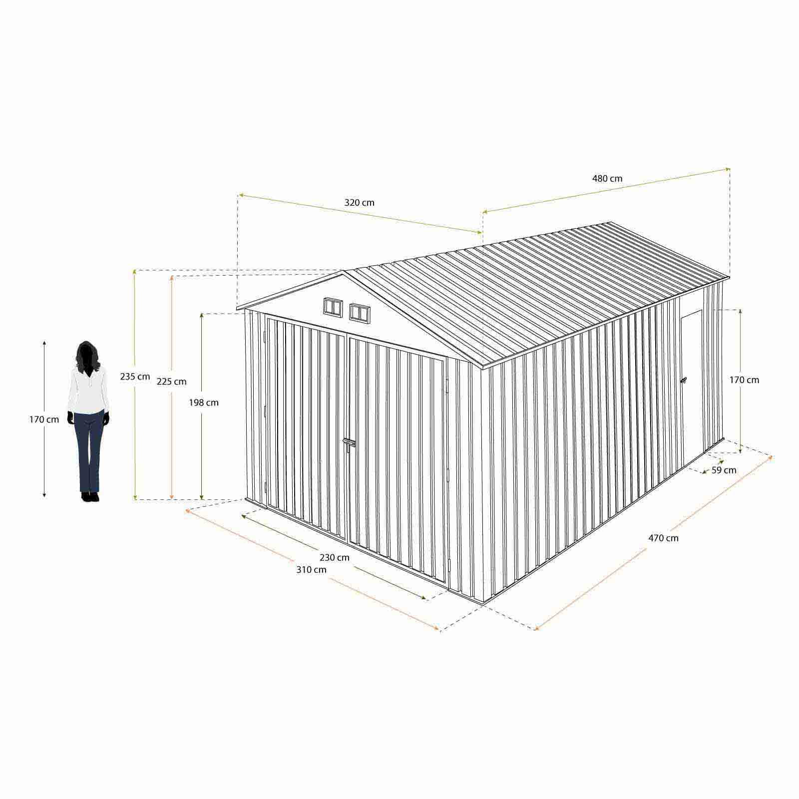 Garagem metálica 480x320x235 cm (15,36 m²) Durham cinzenta Garagem metálica 480x320x235 cm (15,36 m²) Durham cinzenta - Image 3