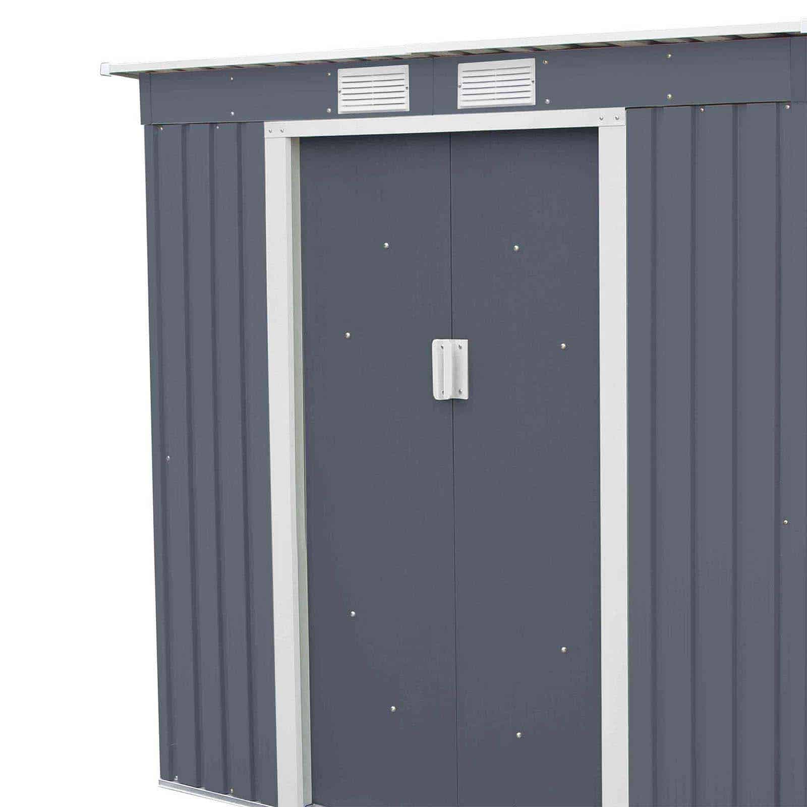 Abrigo de jardim em metal 121x201x176 cm (2,43 m²) Buckingham cinzento Caseta jardín metálica 121x201x176 cm (2,43 m²) Buckingham gris