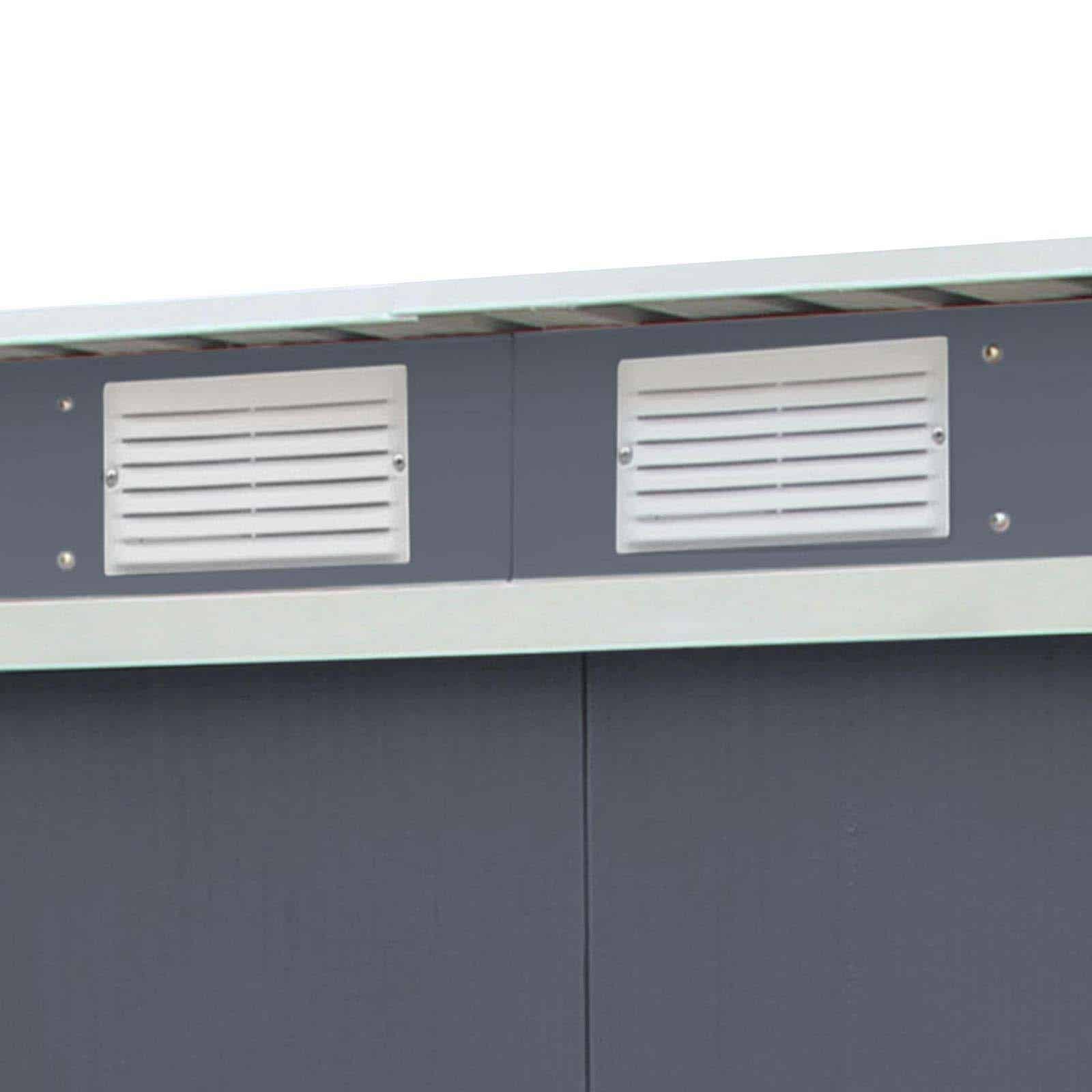 Abrigo de jardim em metal 121x201x176 cm (2,43 m²) Buckingham cinzento Caseta jardín metálica 121x201x176 cm (2,43 m²) Buckingham gris