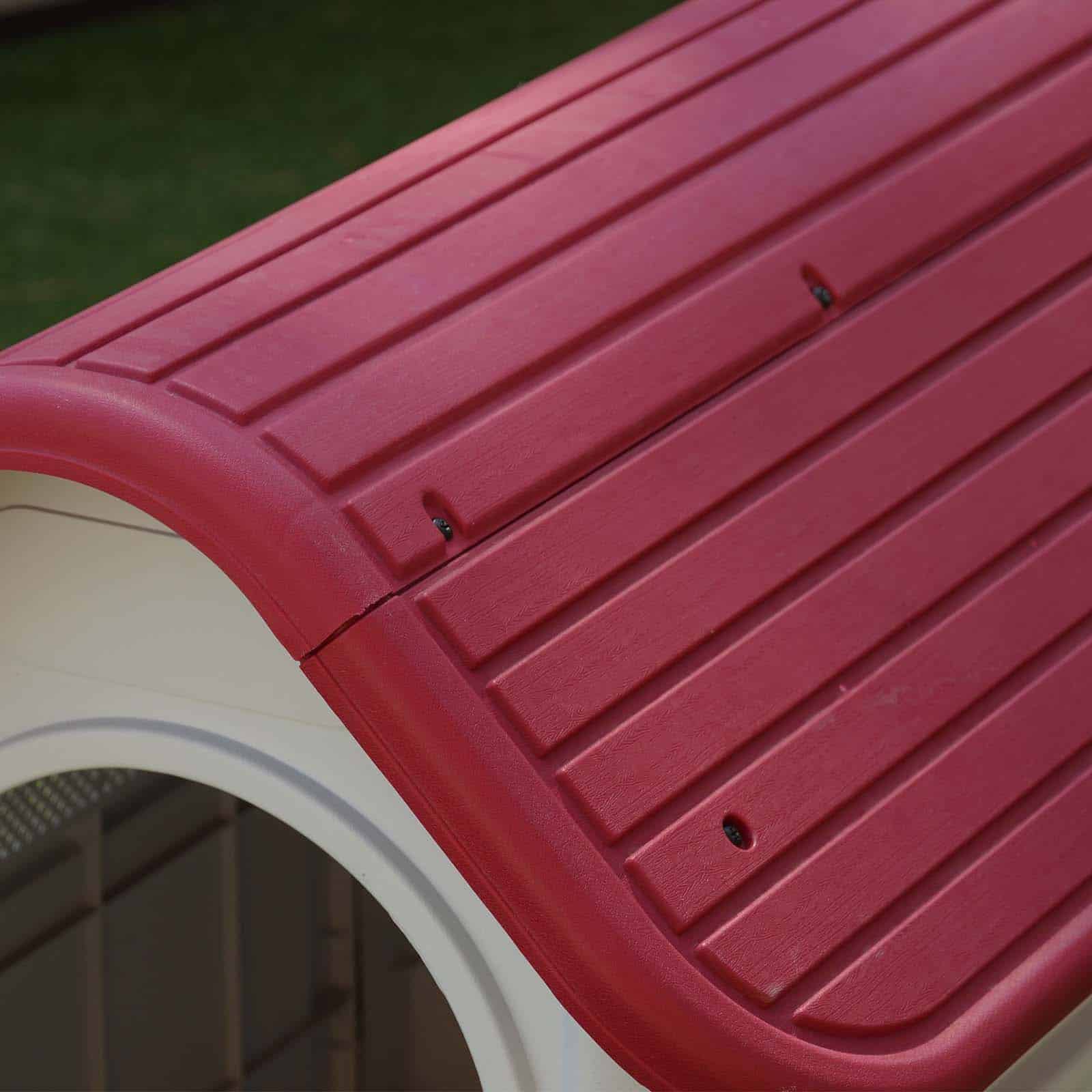 Casota de resina para cão pequeno 75x59x66 cm Kira bege/vermelho Caseta perro pequeño de resina 75x59x66 cm Kira beige/rojo