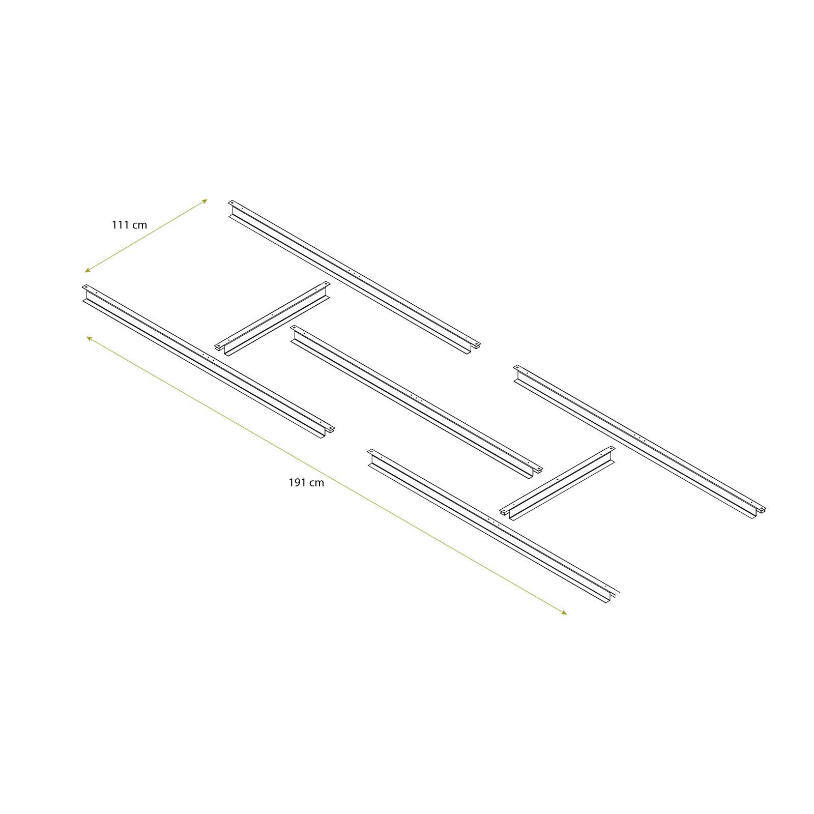 Pré-instalação de pavimento para abrigos metálicos 191x111 cm (2,4 m²) Pre-instalación suelo casetas metálicas 191x111 cm (2,4 m²)