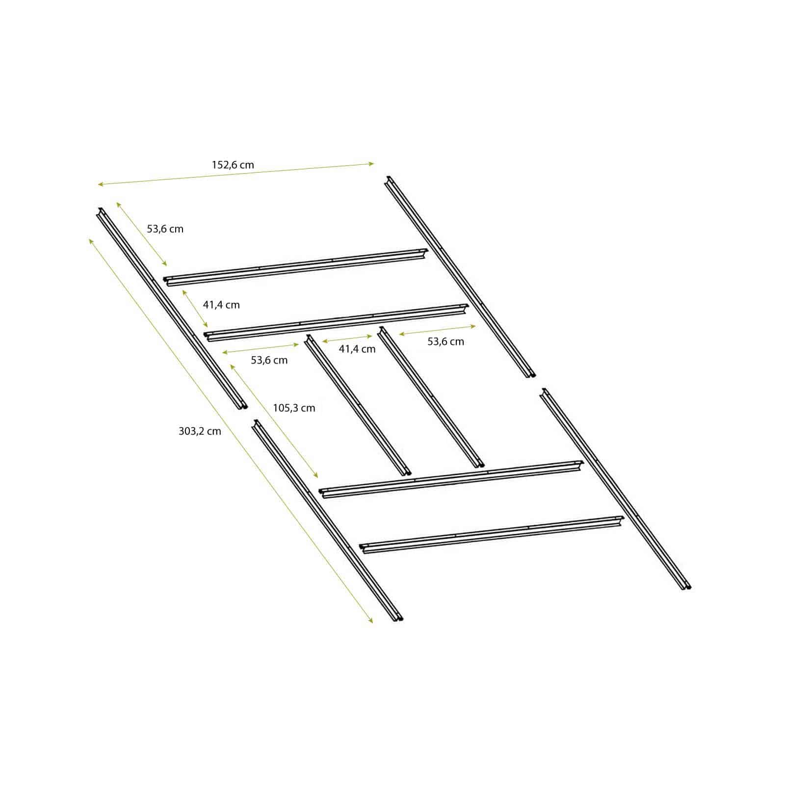 Pré-instalação de chão para abrigos em metal 311x231 cm (7,74 m²) Pre-instalación suelo casetas metálicas 311x231 cm (7,74 m²)