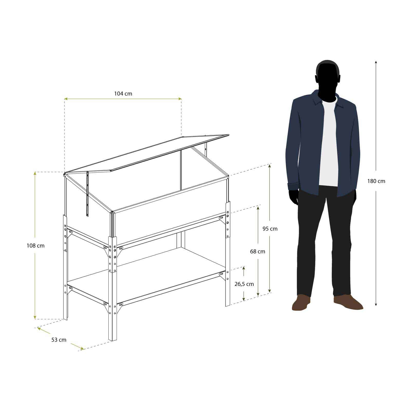Estufa de policarbonato 53x104x108 cm Jaca Elevado I Invernadero de policarbonato 53x104x108 cm Jaca Elevado I