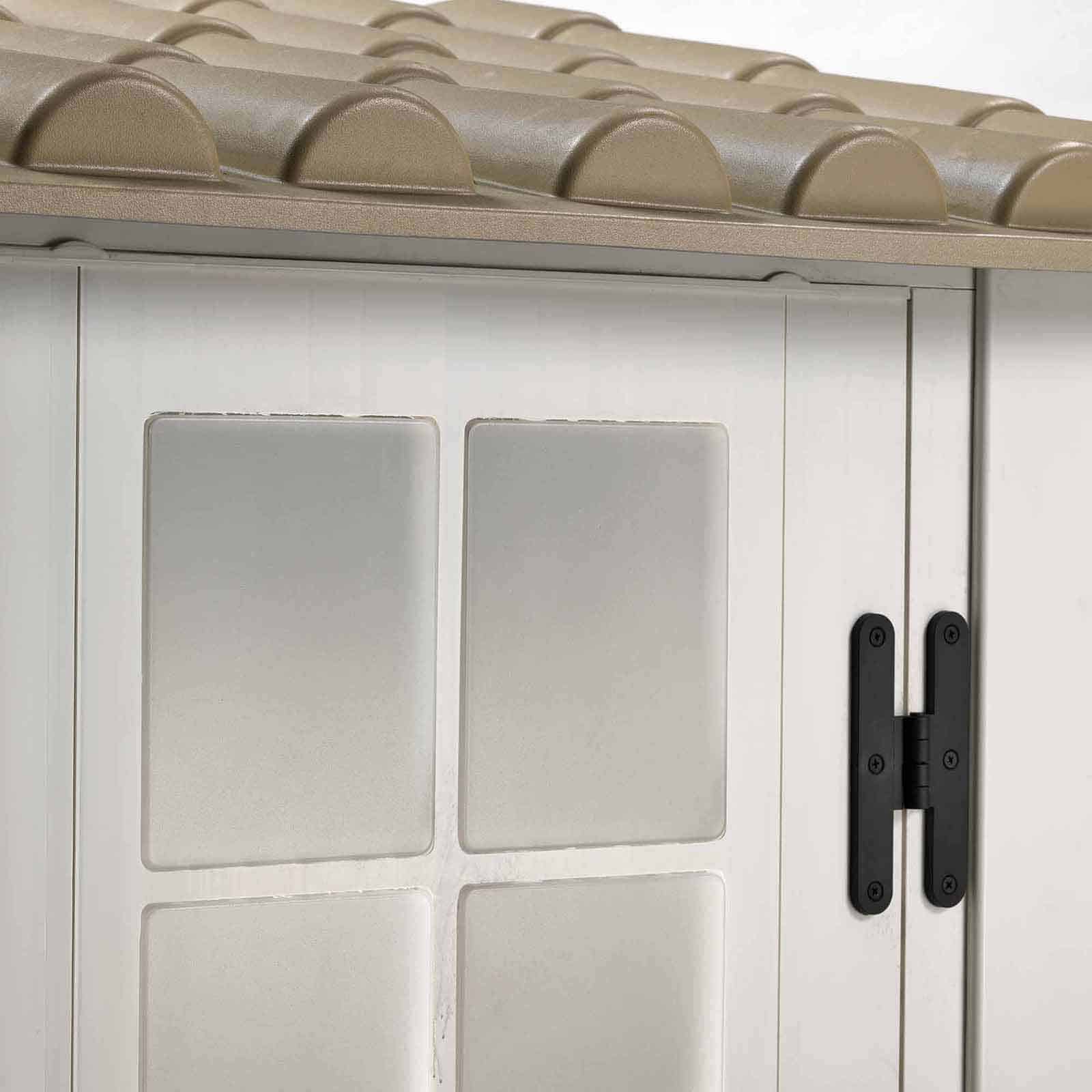 Abrigo de jardim em resina com chão 139x95x201 cm (0,88 m²) Tuscany Evo 100 branco Caseta jardín resina con suelo 139x95x201 cm (0,88 m²) Tuscany Evo 100 blanco