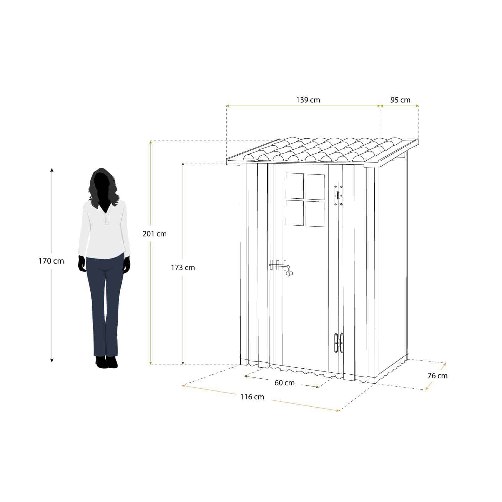 Abrigo de jardim em resina com chão 139x95x201 cm (0,88 m²) Tuscany Evo 100 branco Caseta jardín resina con suelo 139x95x201 cm (0,88 m²) Tuscany Evo 100 blanco