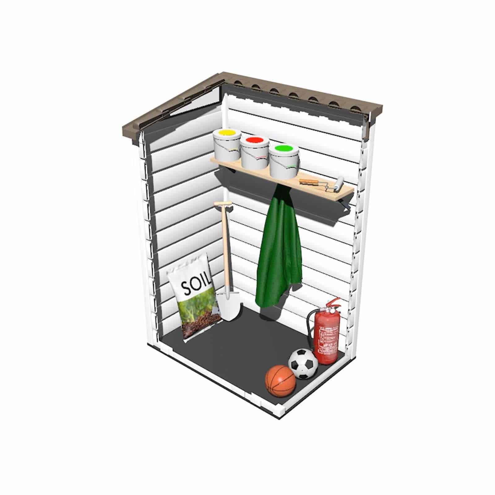 Abrigo de jardim em resina com chão 139x95x201 cm (0,88 m²) Tuscany Evo 100 branco Caseta jardín resina con suelo 139x95x201 cm (0,88 m²) Tuscany Evo 100 blanco