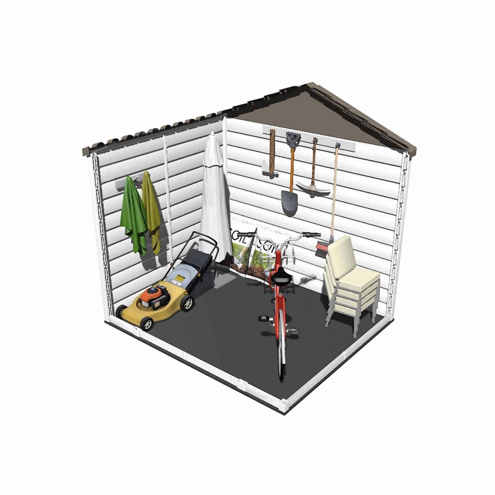 Abrigo de jardim em resina com chão 181x220x216 cm (4 m²) Tuscany Evo 200 branco Caseta jardín resina con suelo 181x220x216 cm (4 m²) Tuscany Evo 200 blanco