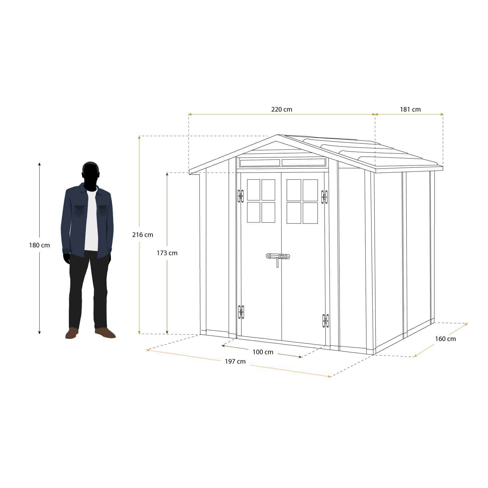 Abrigo de jardim em resina com chão 181x220x216 cm (4 m²) Tuscany Evo 200 branco Caseta jardín resina con suelo 181x220x216 cm (4 m²) Tuscany Evo 200 blanco