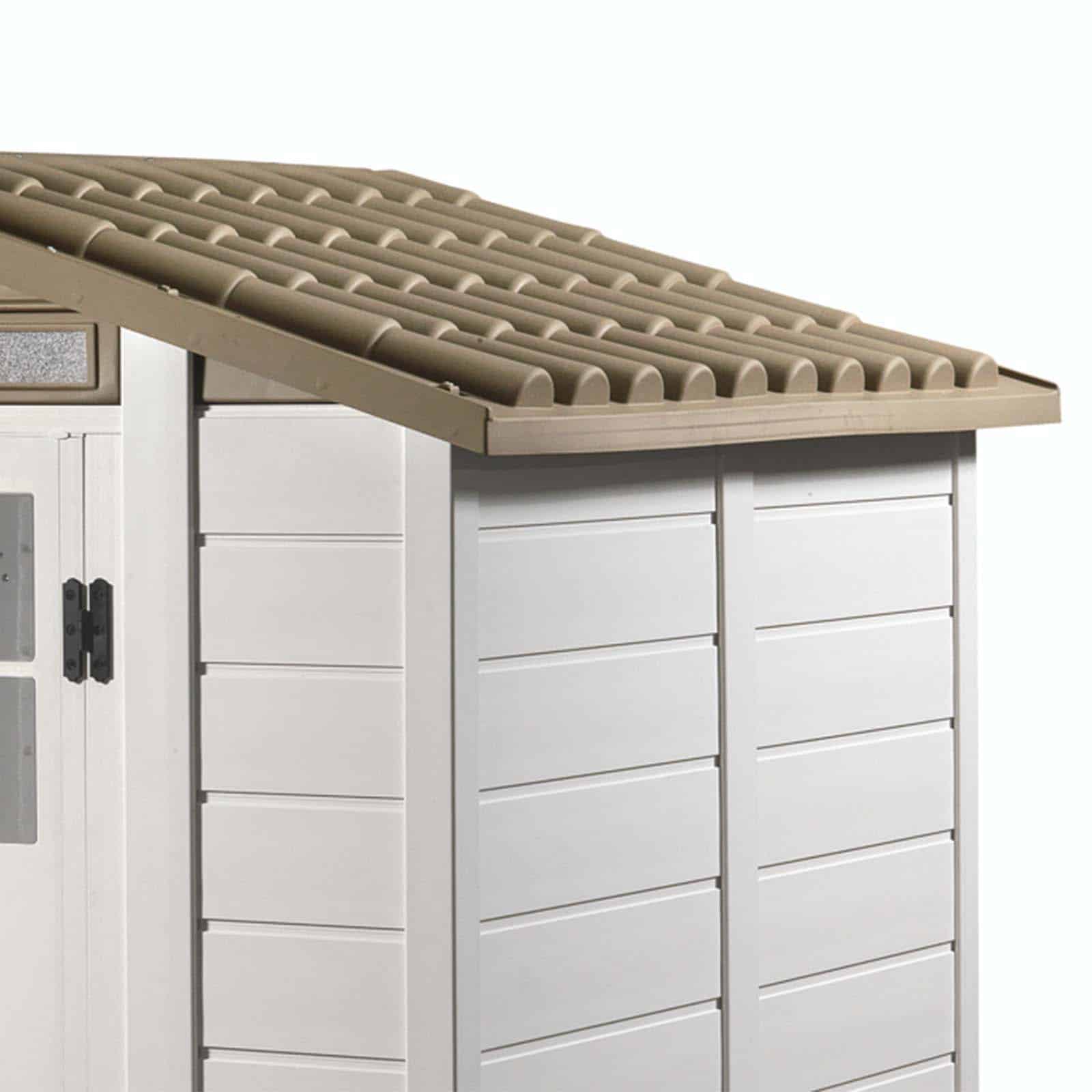 Abrigo de jardim em resina com chão 181x220x216 cm (4 m²) Tuscany Evo 200 branco Caseta jardín resina con suelo 181x220x216 cm (4 m²) Tuscany Evo 200 blanco