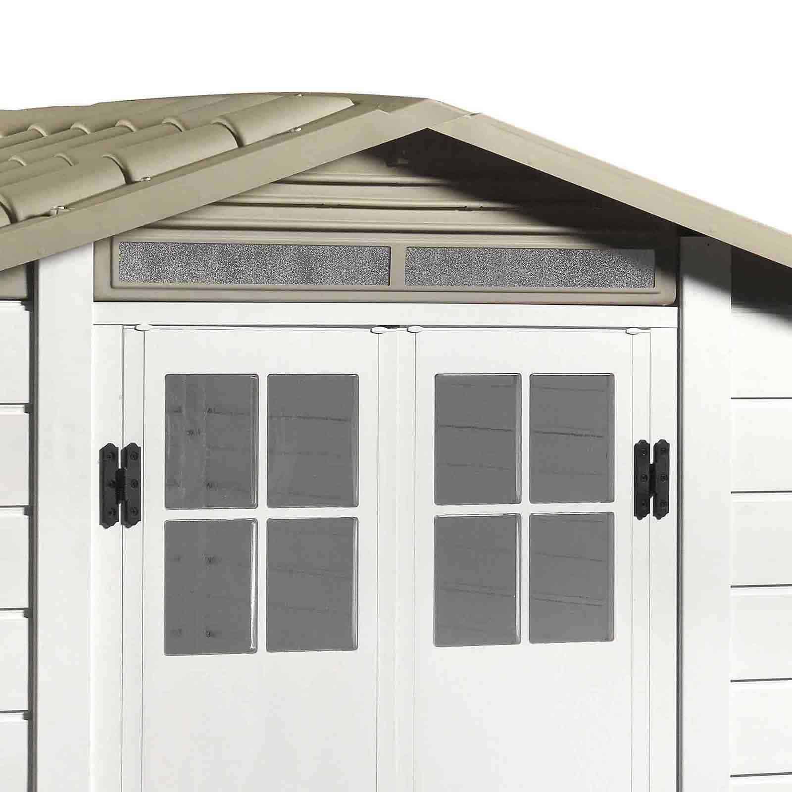 Abrigo de jardim em resina com base 262x230x220 cm (6 m²) Tuscany Evo 240 branco Caseta jardín resina con suelo 262x230x220 cm (6 m² )Tuscany Evo 240 blanco