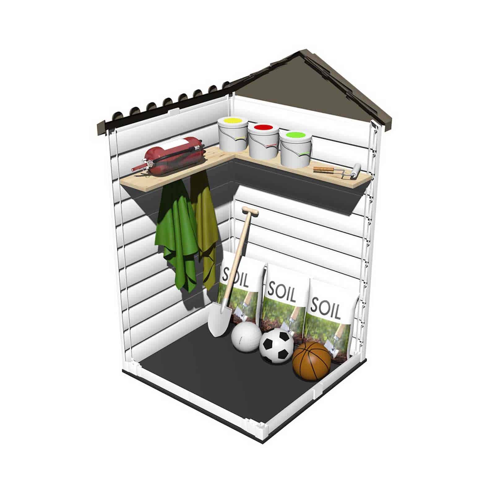 Abrigo de jardim em resina com chão 137x144x214 cm (2 m²) Tuscany Evo 120 branco Caseta jardín resina con suelo 137x144x214 cm (2 m²) Tuscany Evo 120 blanco