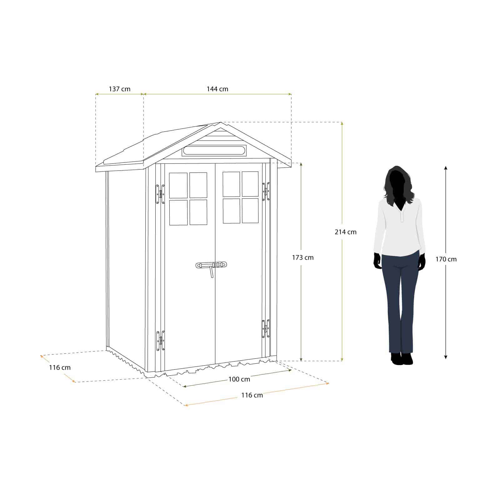 Abrigo de jardim em resina com chão 137x144x214 cm (2 m²) Tuscany Evo 120 branco Caseta jardín resina con suelo 137x144x214 cm (2 m²) Tuscany Evo 120 blanco