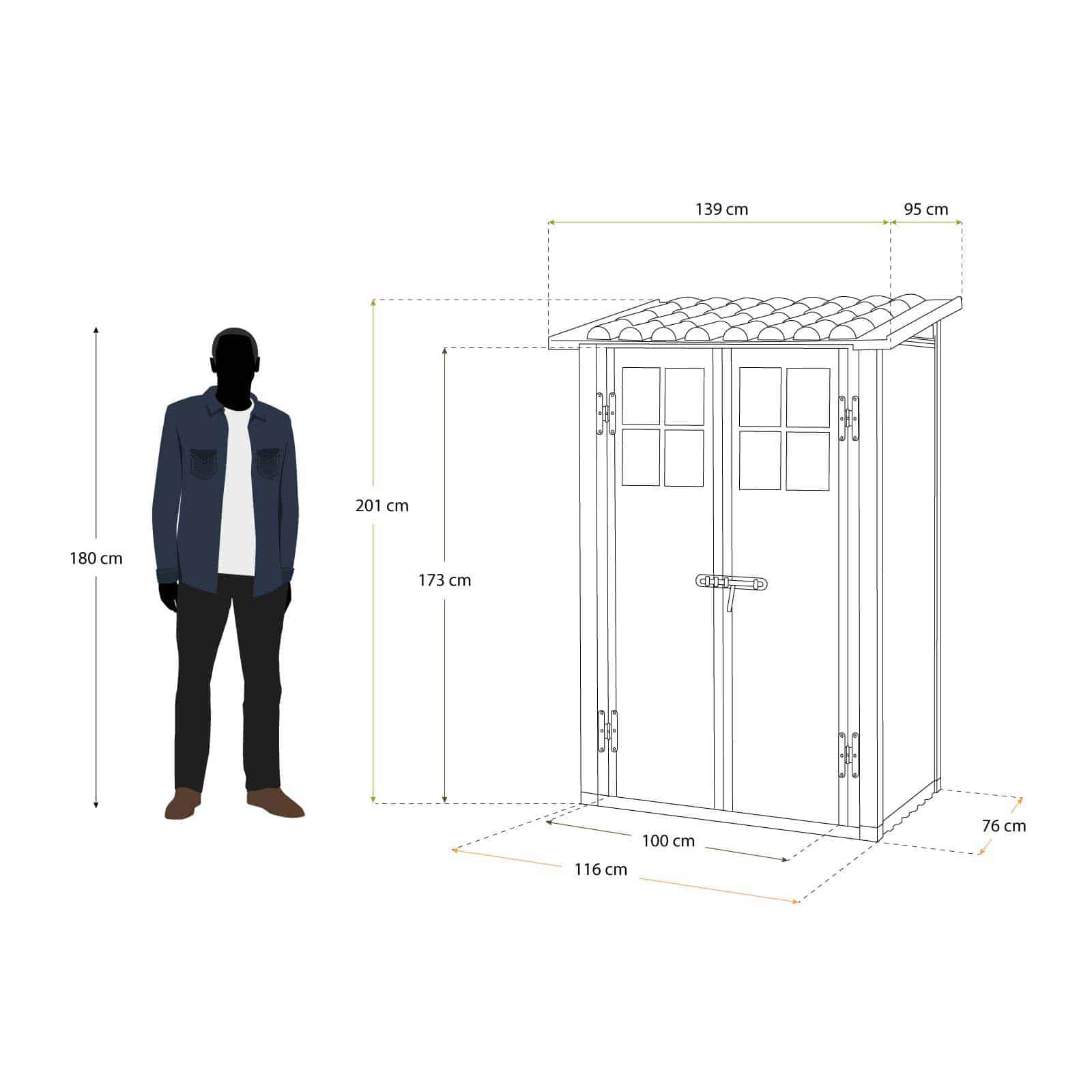 Abrigo de jardim em resina com chão 95x139x201 cm (1,32 m²) Tuscany Evo 100 branco Caseta jardín resina con suelo 95x139x201 cm (1,32 m²) Tuscany Evo 100 blanco