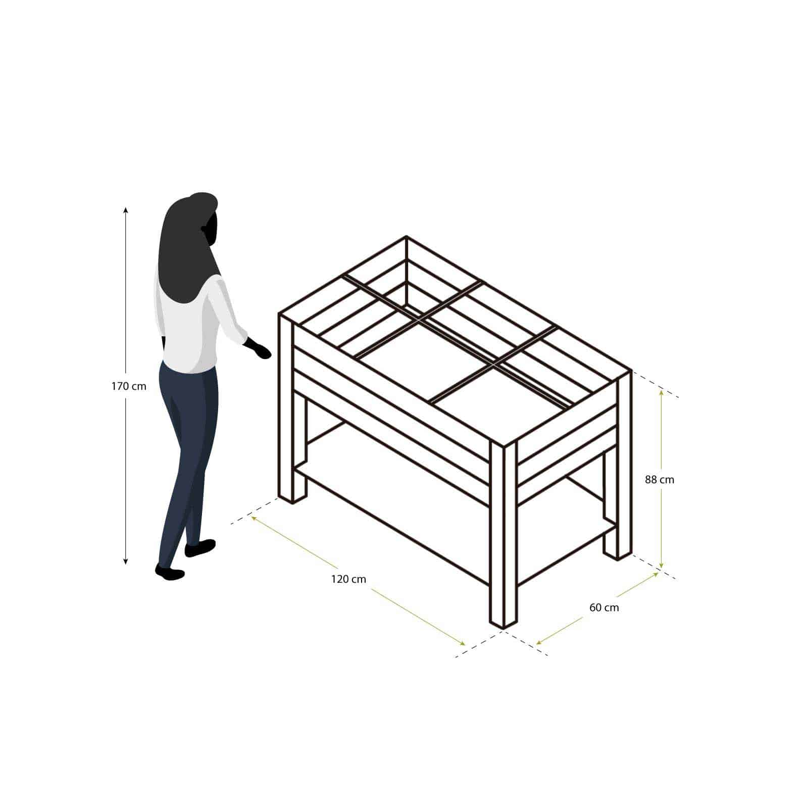 Horta urbana em madeira 60x120x88 cm (170 L) Huerto urbano de madera 60x120x88 cm (170 L)