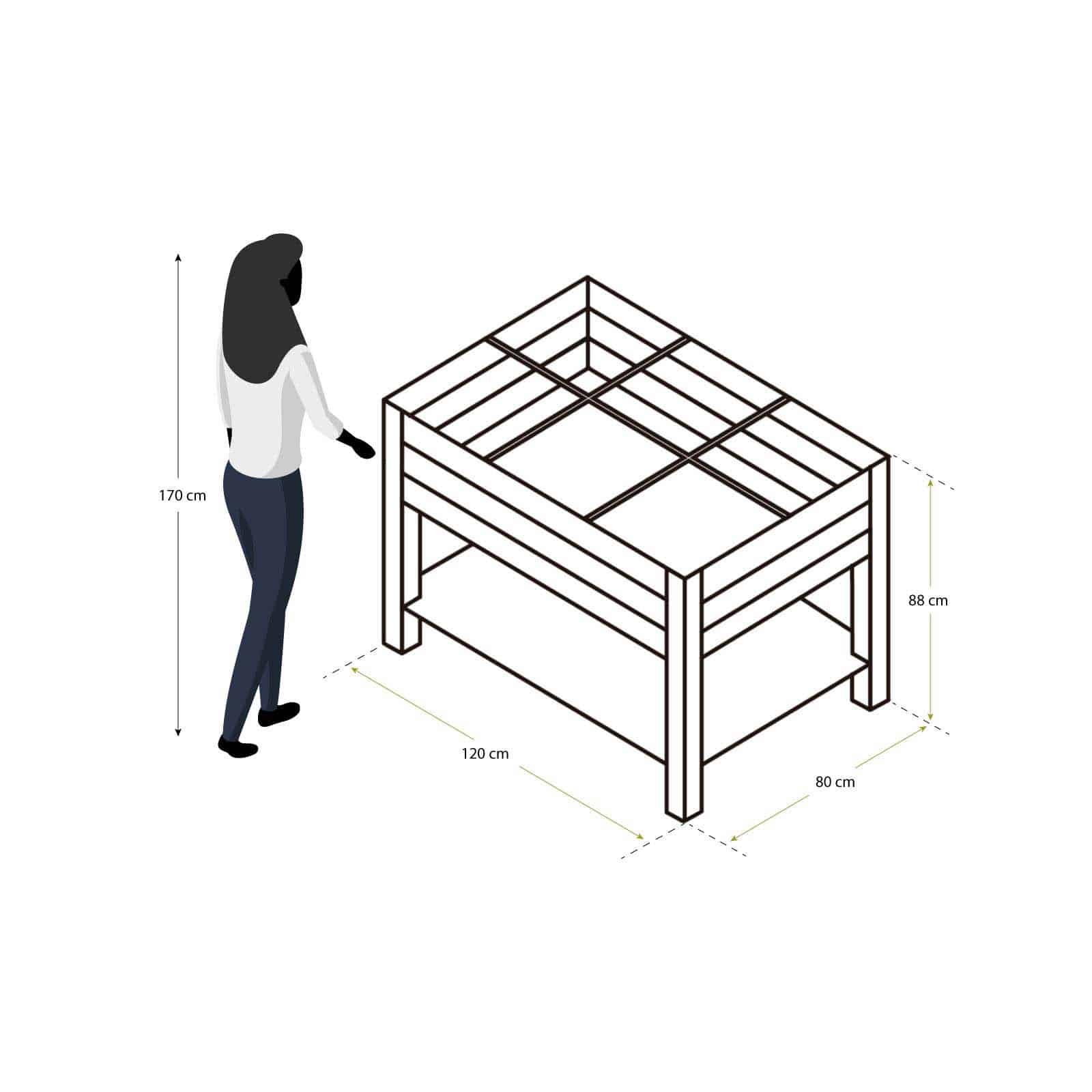 Horta urbana em madeira 80x120x88 cm (230 L) Huerto urbano de madera 80x120x88 cm (230 L)