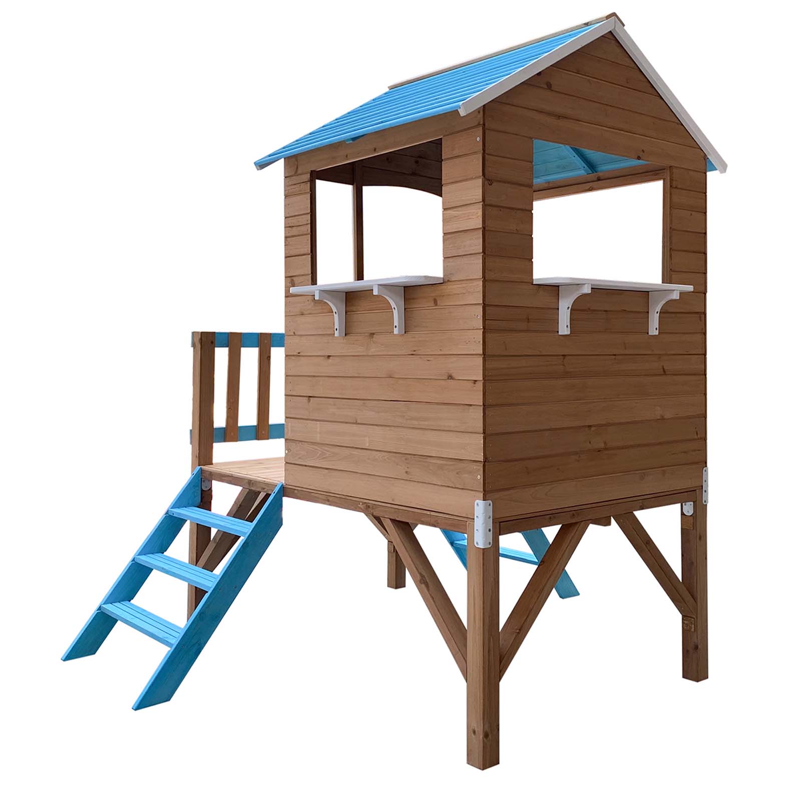 Casa de brincar de madeira 236x156x198 cm ROBINCOOL Blue Melody Casita infantil de madera 198x170x197 cm (3,23 m²) OUTDOOR TOYS Blue Melody
