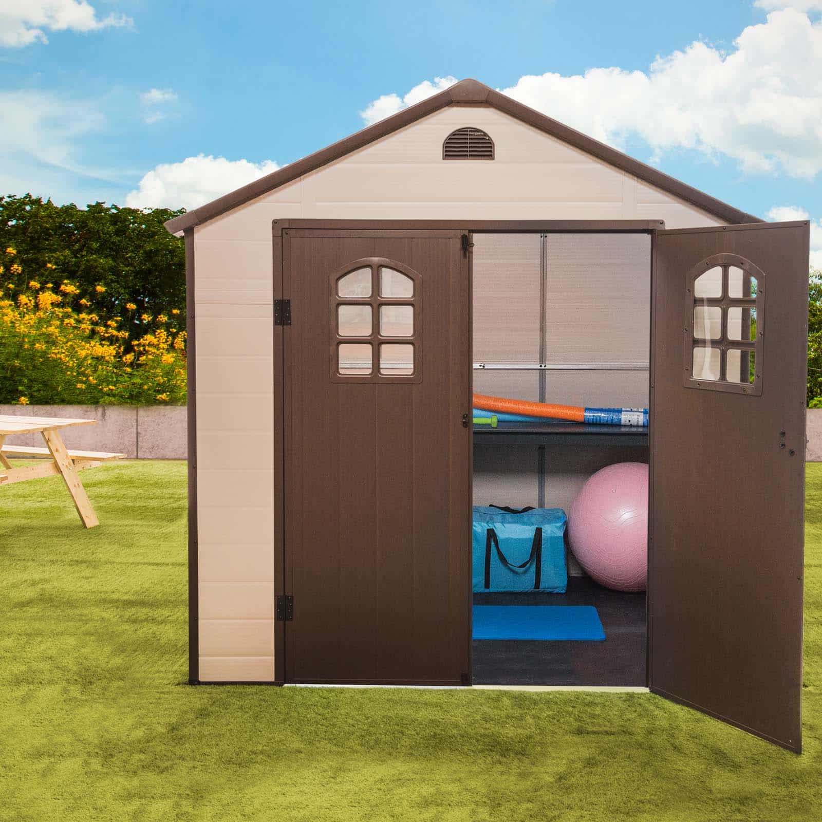 Abrigo de jardim em resina com chão 190x188x225 cm (3,57 m²) Alessia A bege Abrigo de jardim em resina com chão 190x188x225 cm (3,57 m²) Alessia A bege - Image 2