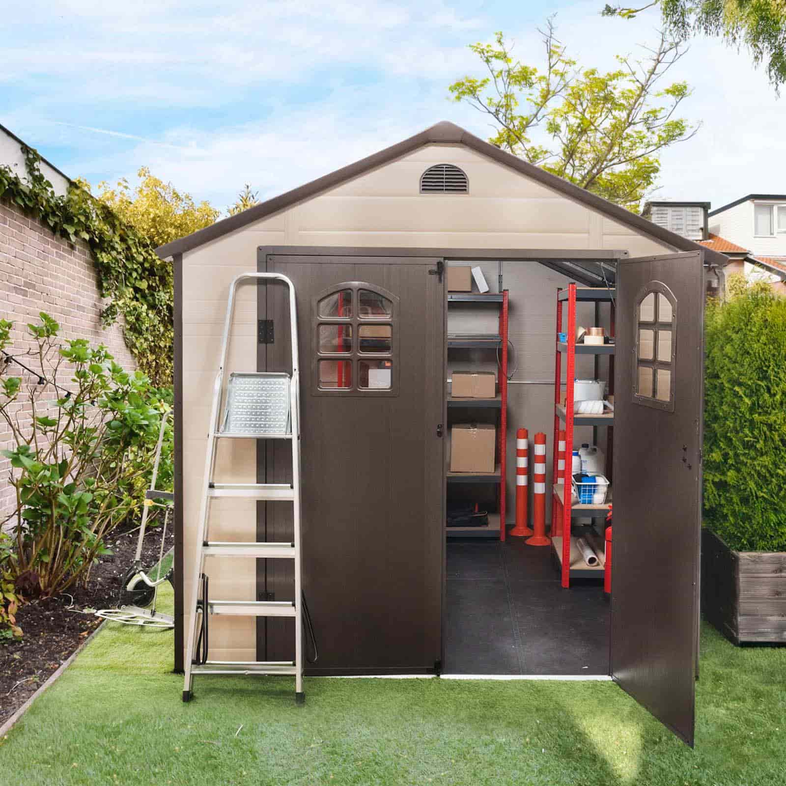 Abrigo de jardim em resina com chão 366x241x238 cm (8,82 m²) Alessia D bege Abrigo de jardim em resina com chão 366x241x238 cm (8,82 m²) Alessia D bege - Image 2