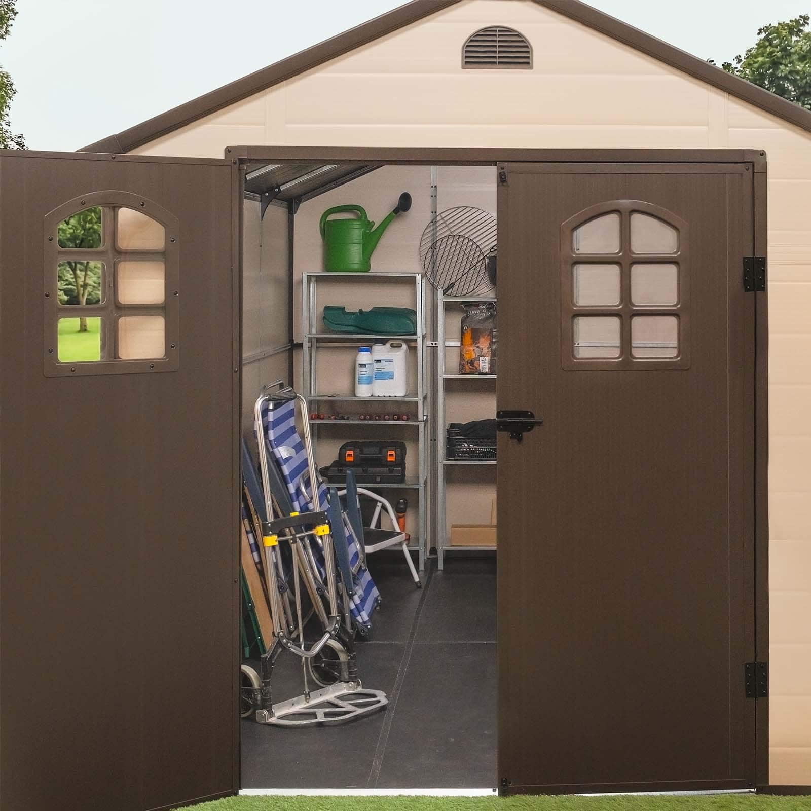 Abrigo de jardim em resina com chão 366x241x238 cm (8,82 m²) Alessia D bege Abrigo de jardim em resina com chão 366x241x238 cm (8,82 m²) Alessia D bege - Image 3