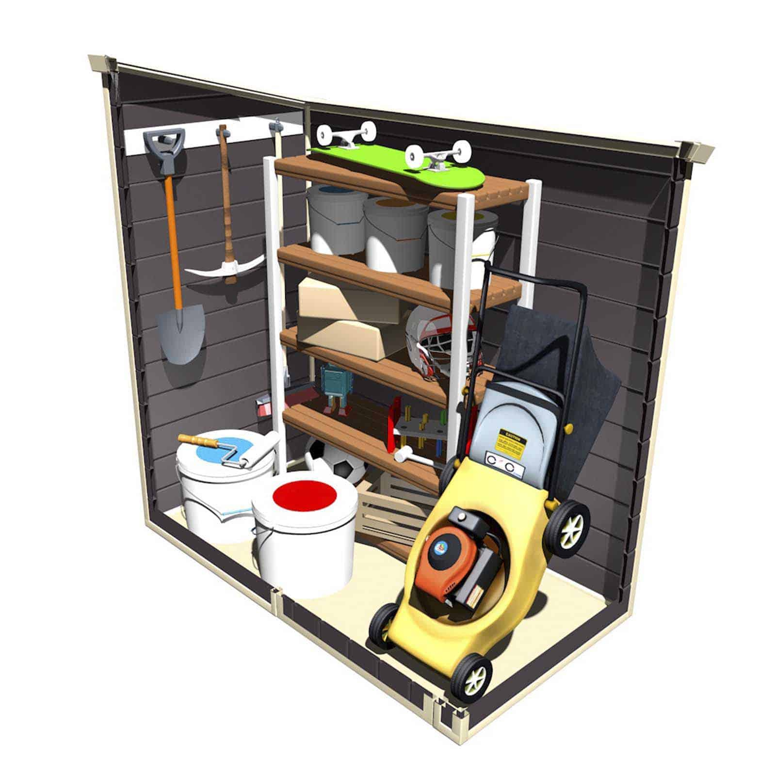 Abrigo de jardim em resina 111x191x195 cm (2.12 m²) Flat Roof cinzento Caseta jardín resina 111x191x195 cm( 2,12 m²) Flat Roof gris