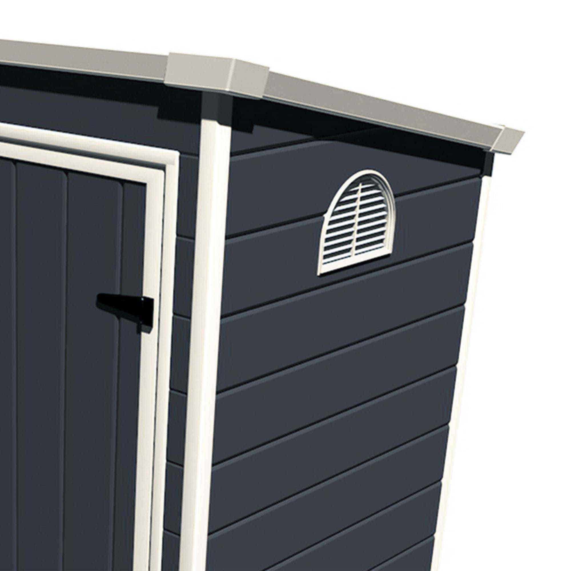 Abrigo de jardim em resina 111x191x195 cm (2.12 m²) Flat Roof cinzento Caseta jardín resina 111x191x195 cm( 2,12 m²) Flat Roof gris