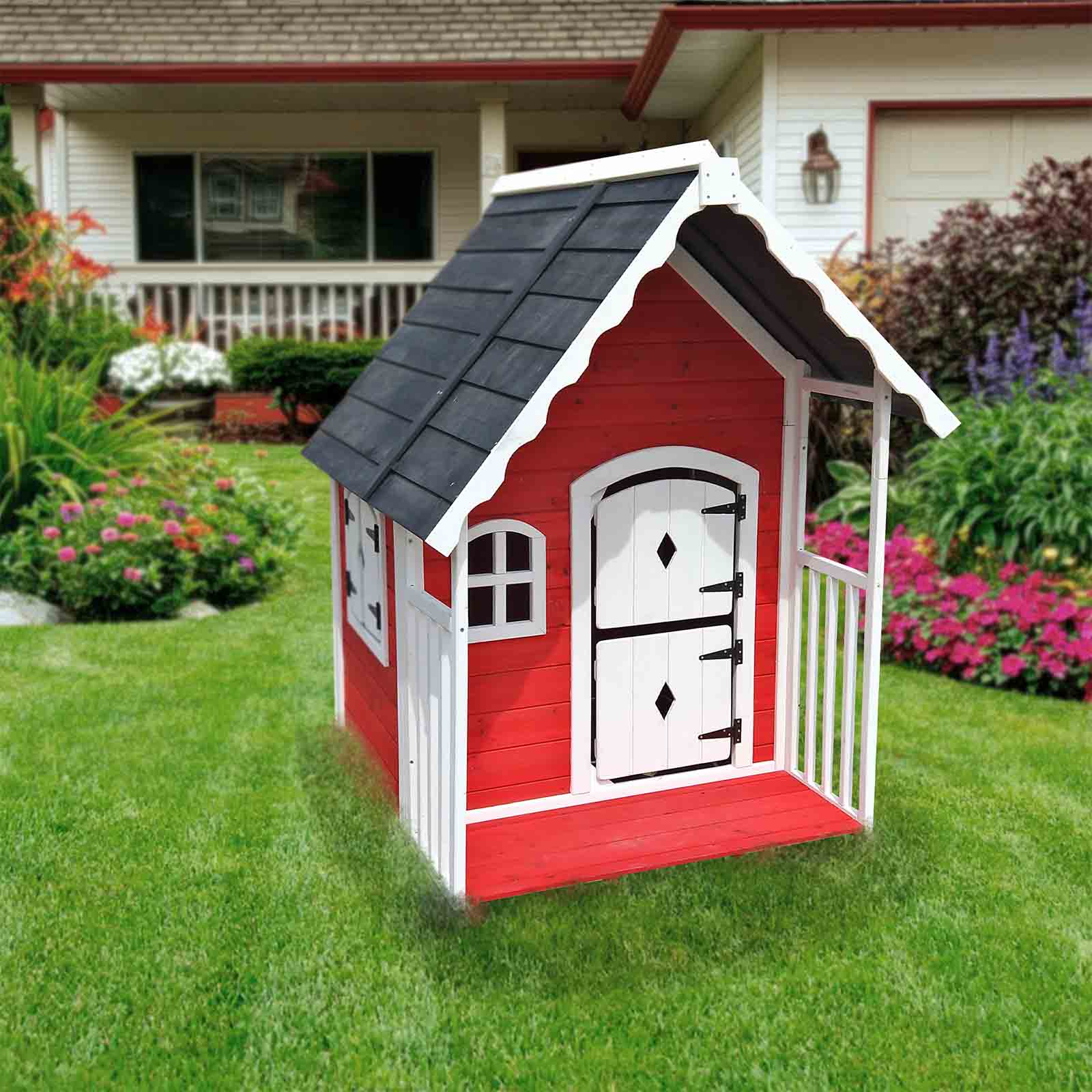 Casa de brincar de madeira 126x118x150 cm (1,56 m²) OUTDOOR TOYS Anny Casita infantil de madera 126x118x150 cm (1,56 m²) OUTDOOR TOYS Anny