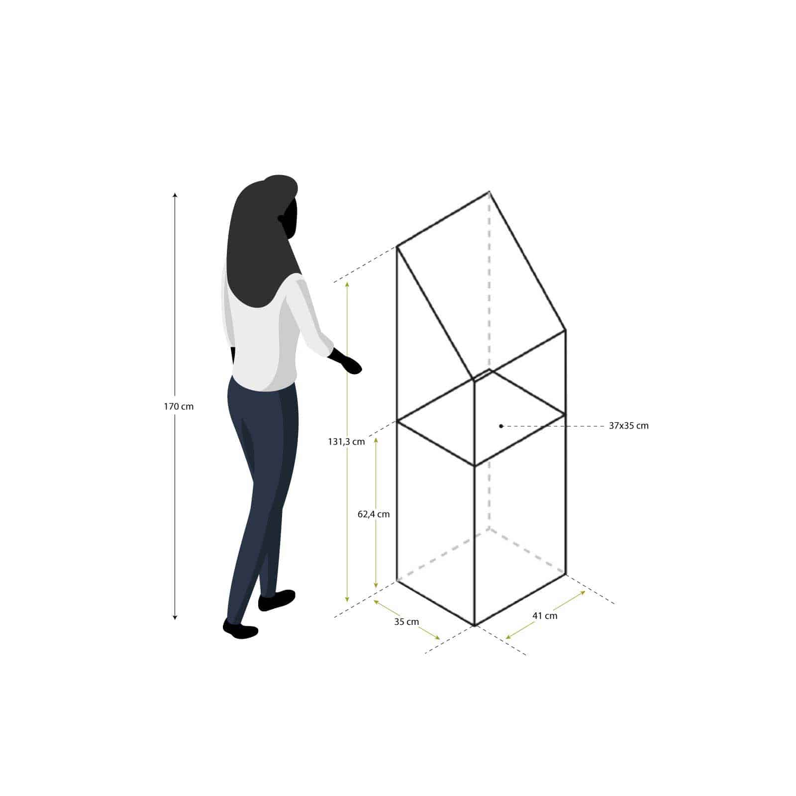 Estufa de madeira e policarbonato vertical 35x41x132 cm Wooden III Invernadero de madera y policarbonato vertical 35x41x132 cm Wooden III