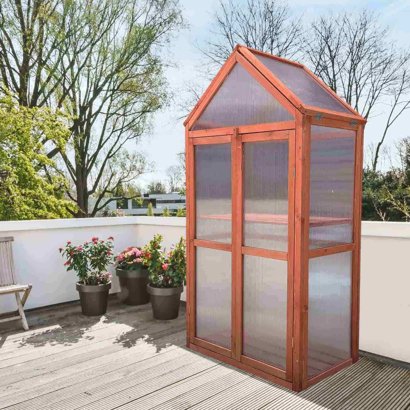 Estufa de madeira e policarbonato 41x70x132 cm Wooden IV Estufa de madeira e policarbonato 41x70x132 cm Wooden IV - Image 2