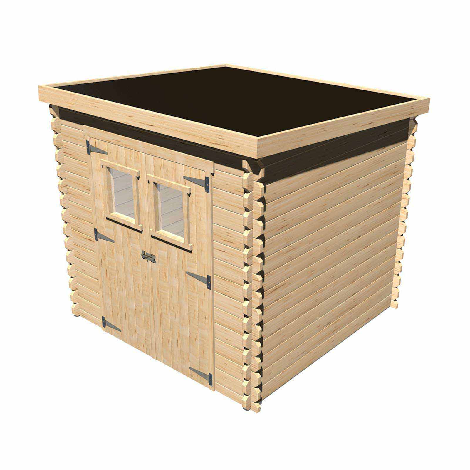 Abrigo de madeira com encaixe macho/fêmea 204x204x189/200 (4,16 m²) Sergei Caseta de madera machihembrada 204x204x189/200 (4,16 m²) Sergei