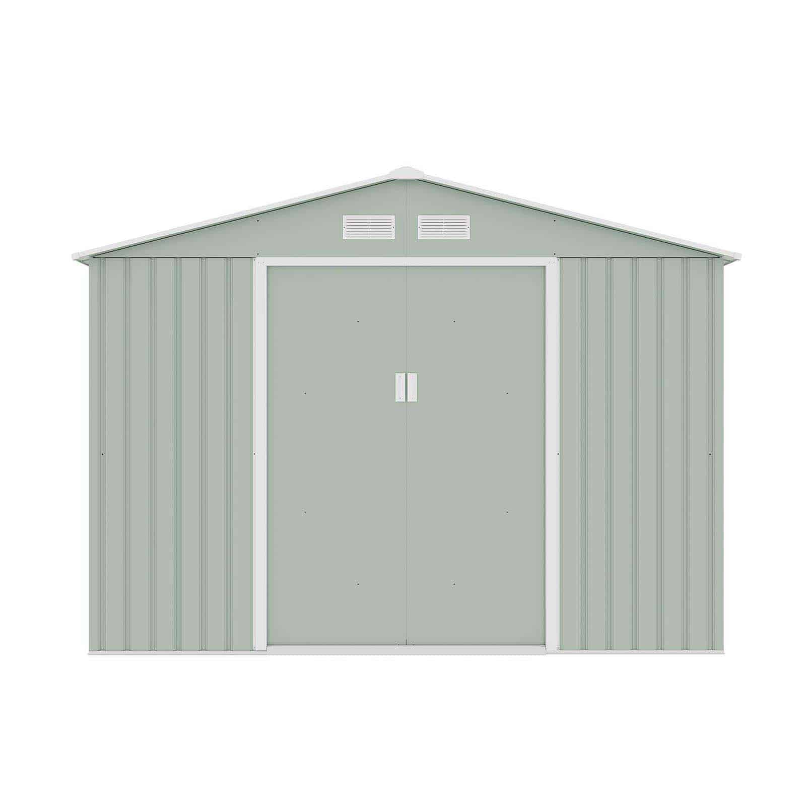 Abrigo de jardim em metal 277x255x202 cm (7,06 m²) Devon verde Caseta jardín metálica 277x255x202 cm (7,06 m²) Devon verde