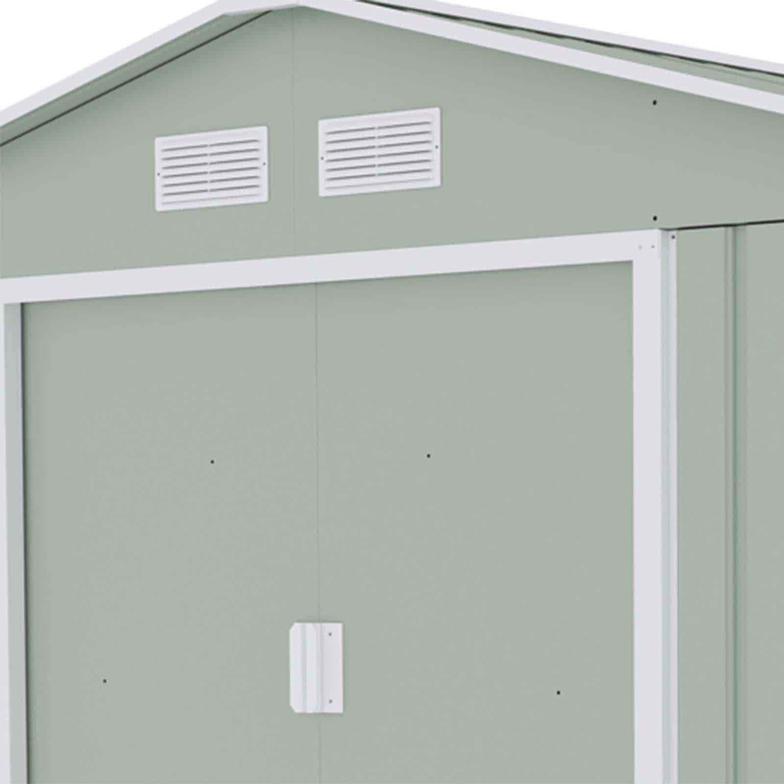 Abrigo de jardim em metal 277x255x202 cm (7,06 m²) Devon verde Caseta jardín metálica 277x255x202 cm (7,06 m²) Devon verde